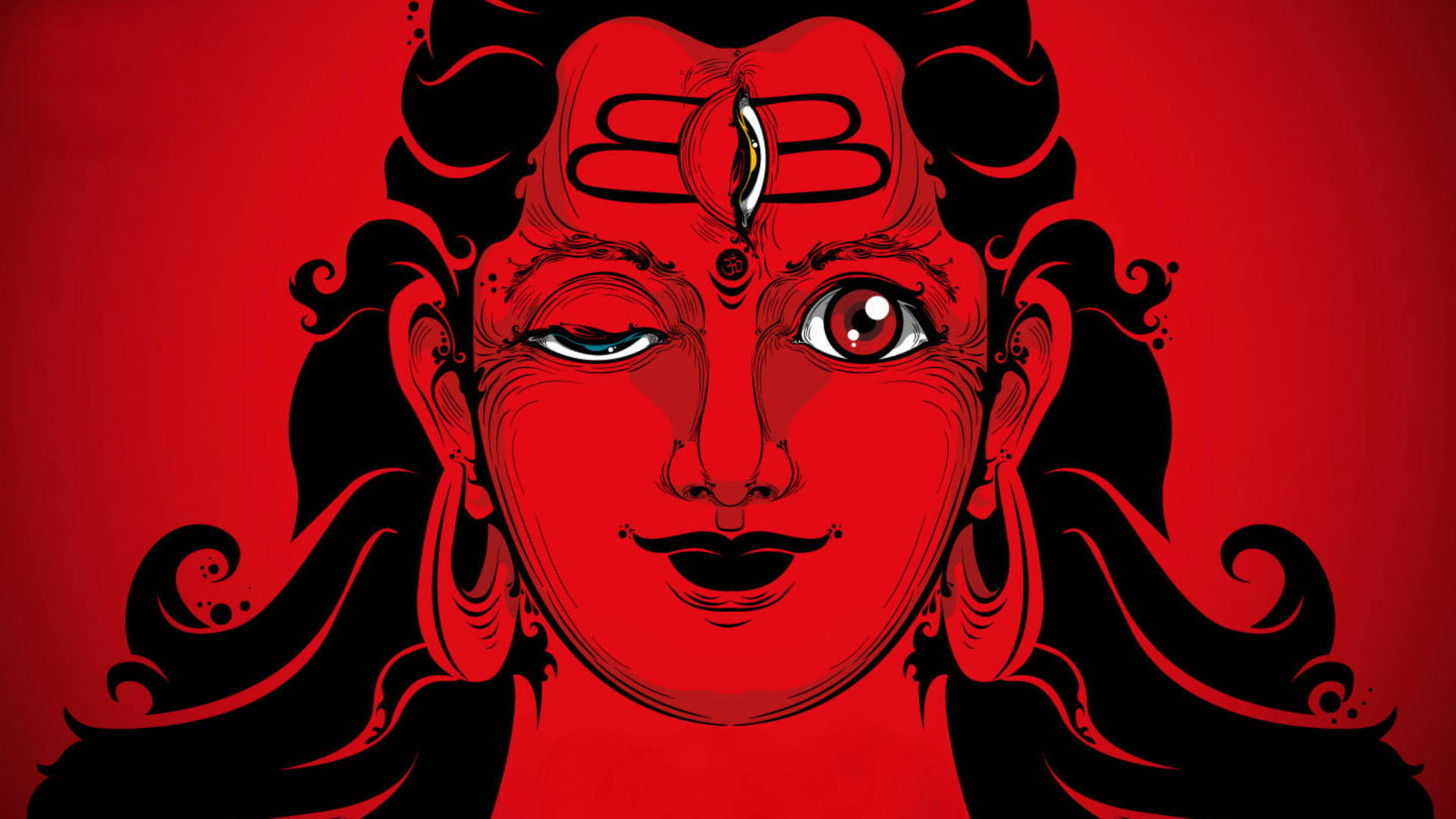 God Shiva, third eye, red and black illustration, Full HD Desktop Wallpaper