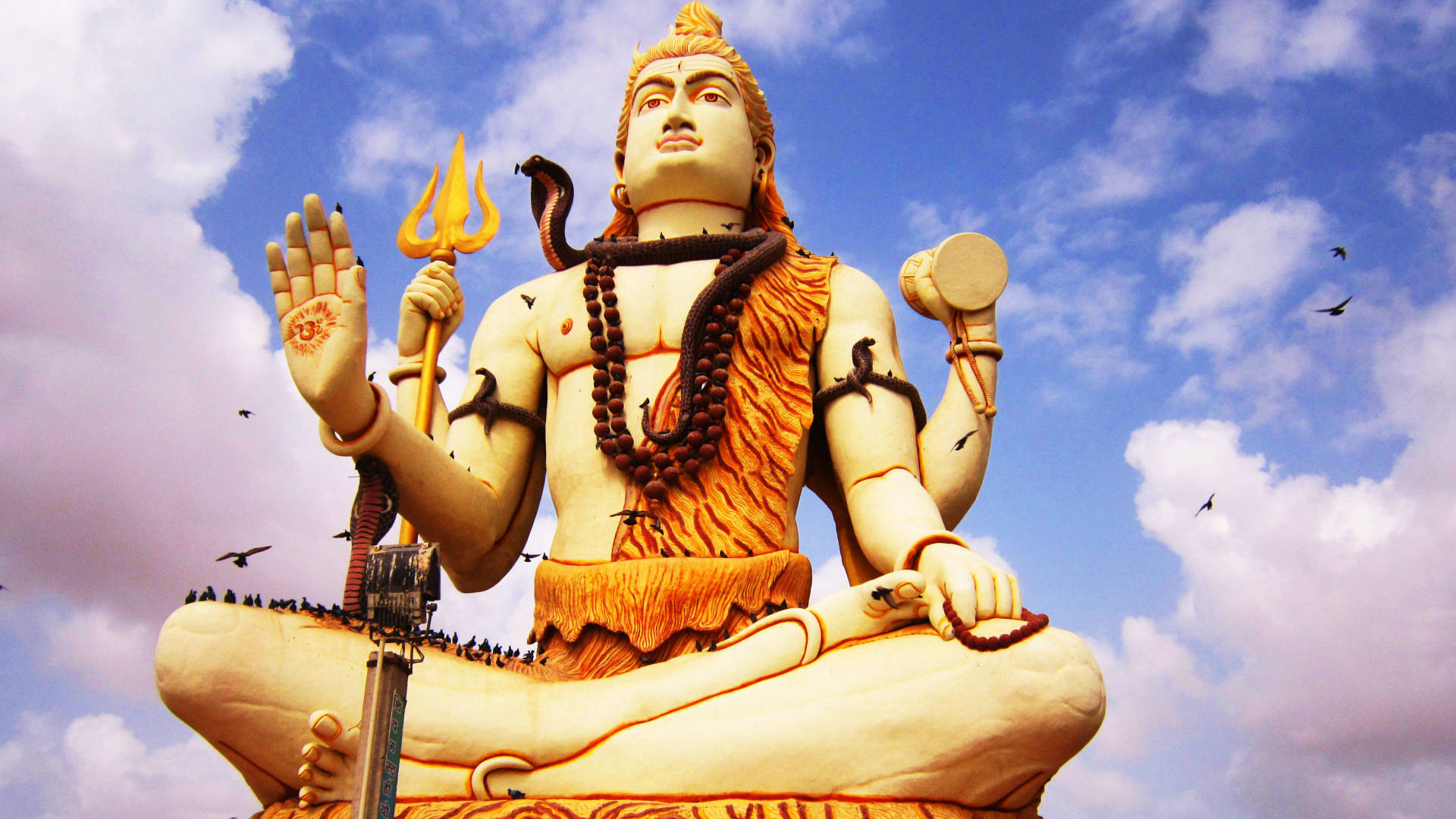 God Shiva, cloudy sky, vibrant blue sky, Full HD Desktop Wallpaper