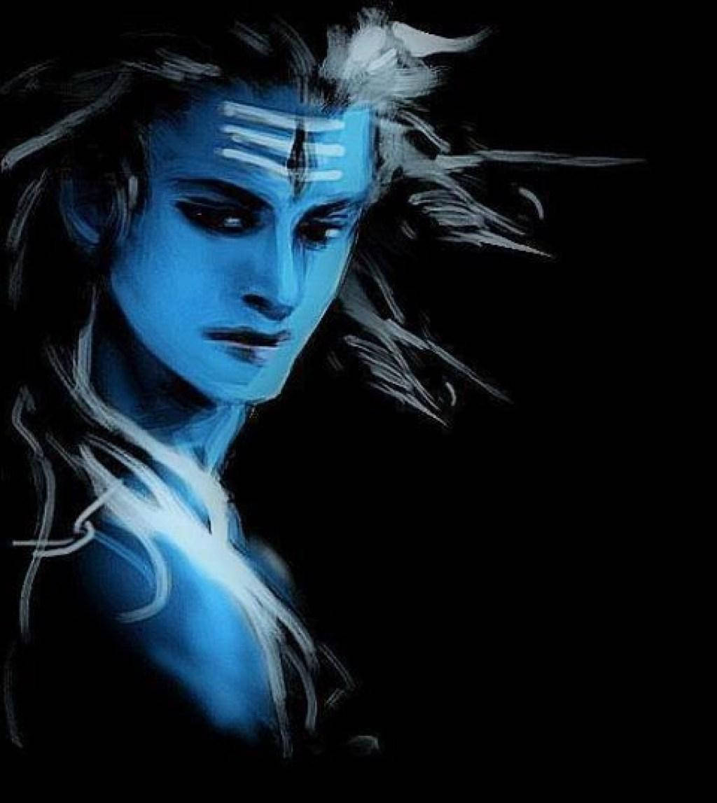 God Shiva, blue-skinned, white markings, SD Phone Wallpaper