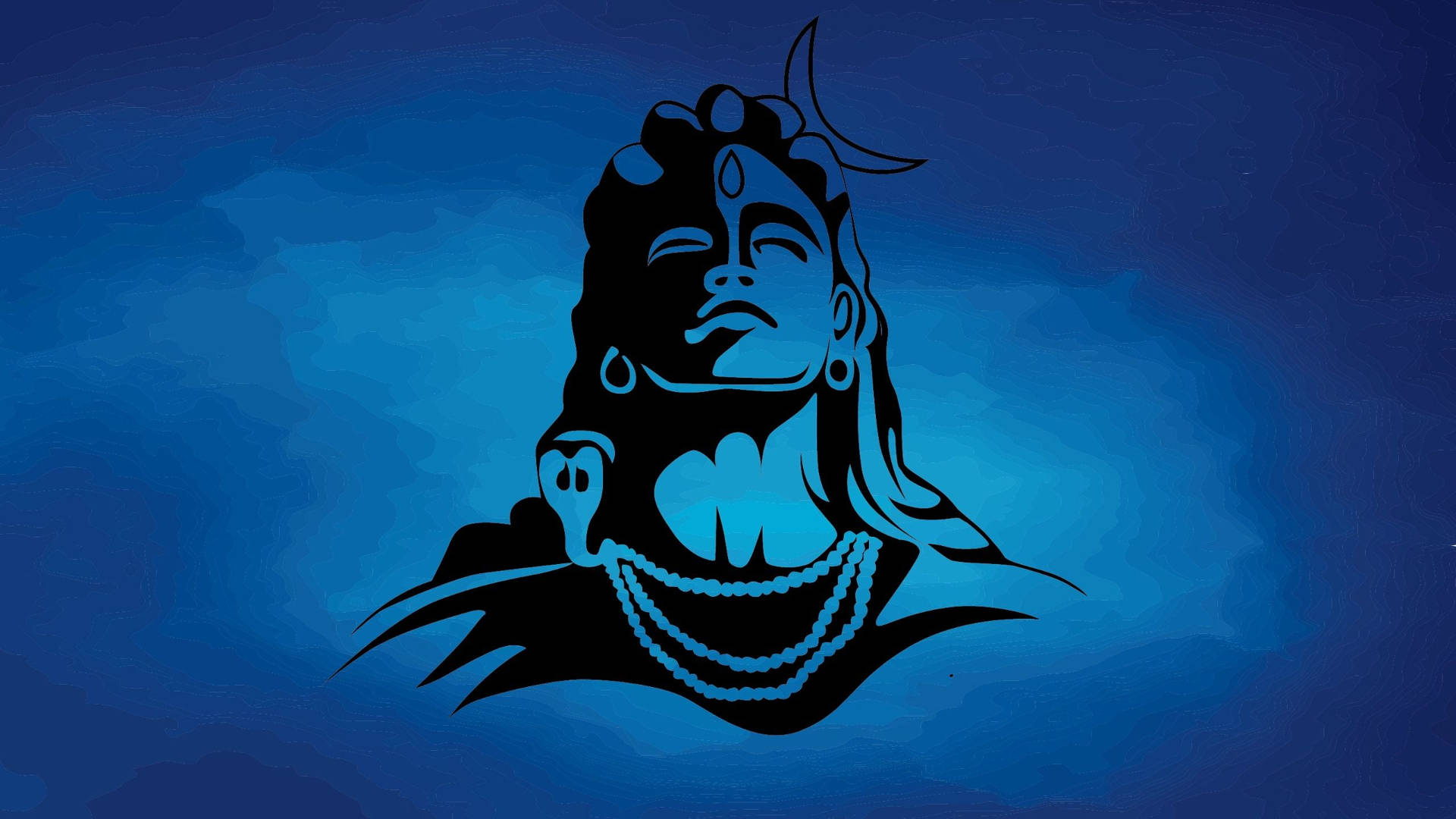 God Shiva, crescent moon, textured blue background, Full HD Desktop Wallpaper