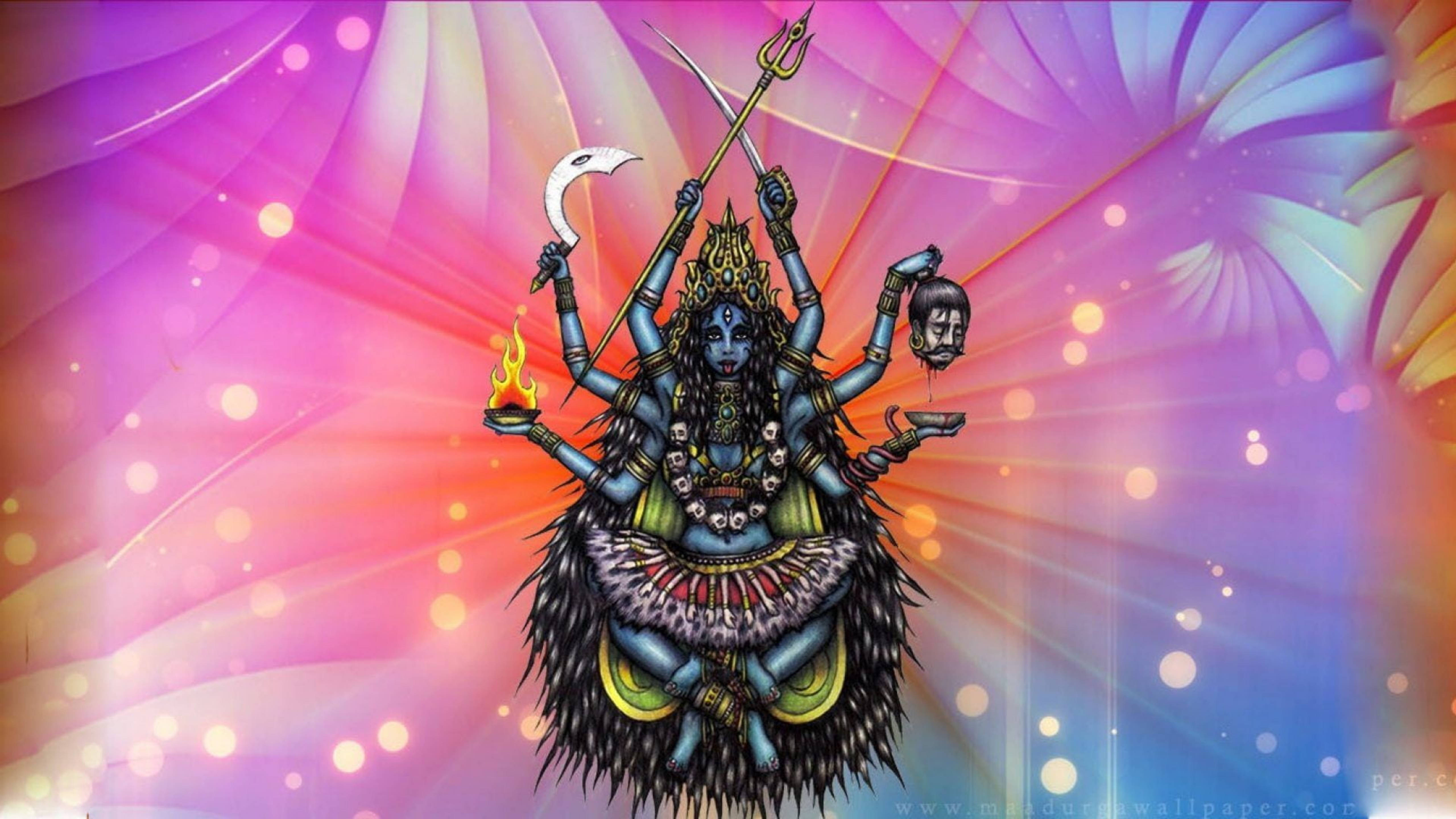 Goddess Kali, blue goddess, crescent moon, 5K Desktop Wallpaper