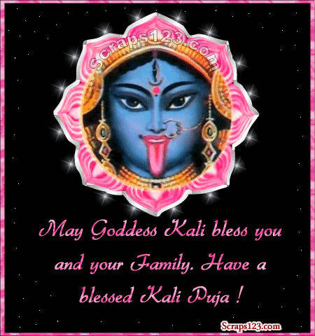 Goddess Kali, blue-faced, tongue out, SD Phone Wallpaper