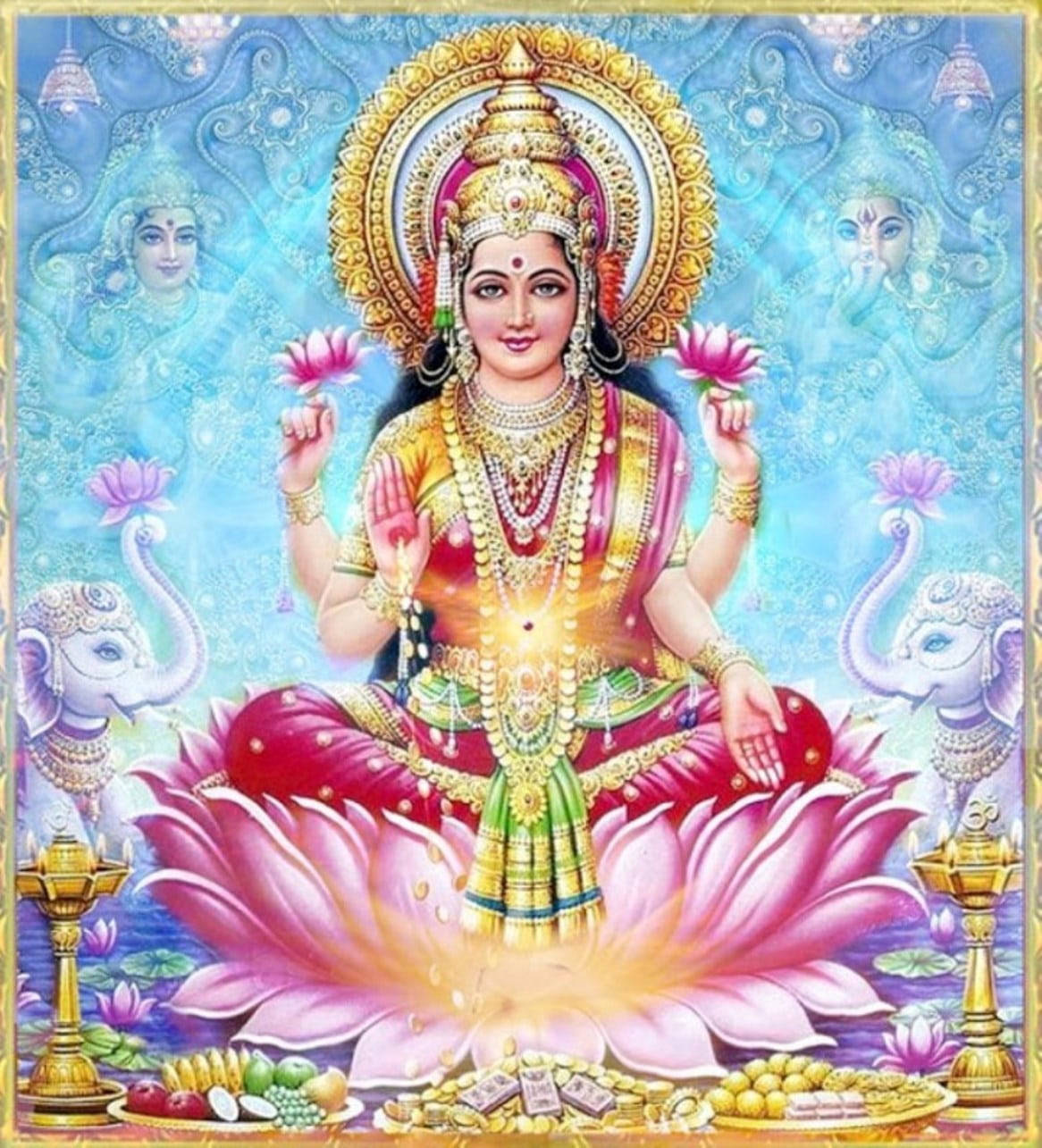 Goddess Lakshmi, lotus, pink lotus, HD Phone Wallpaper