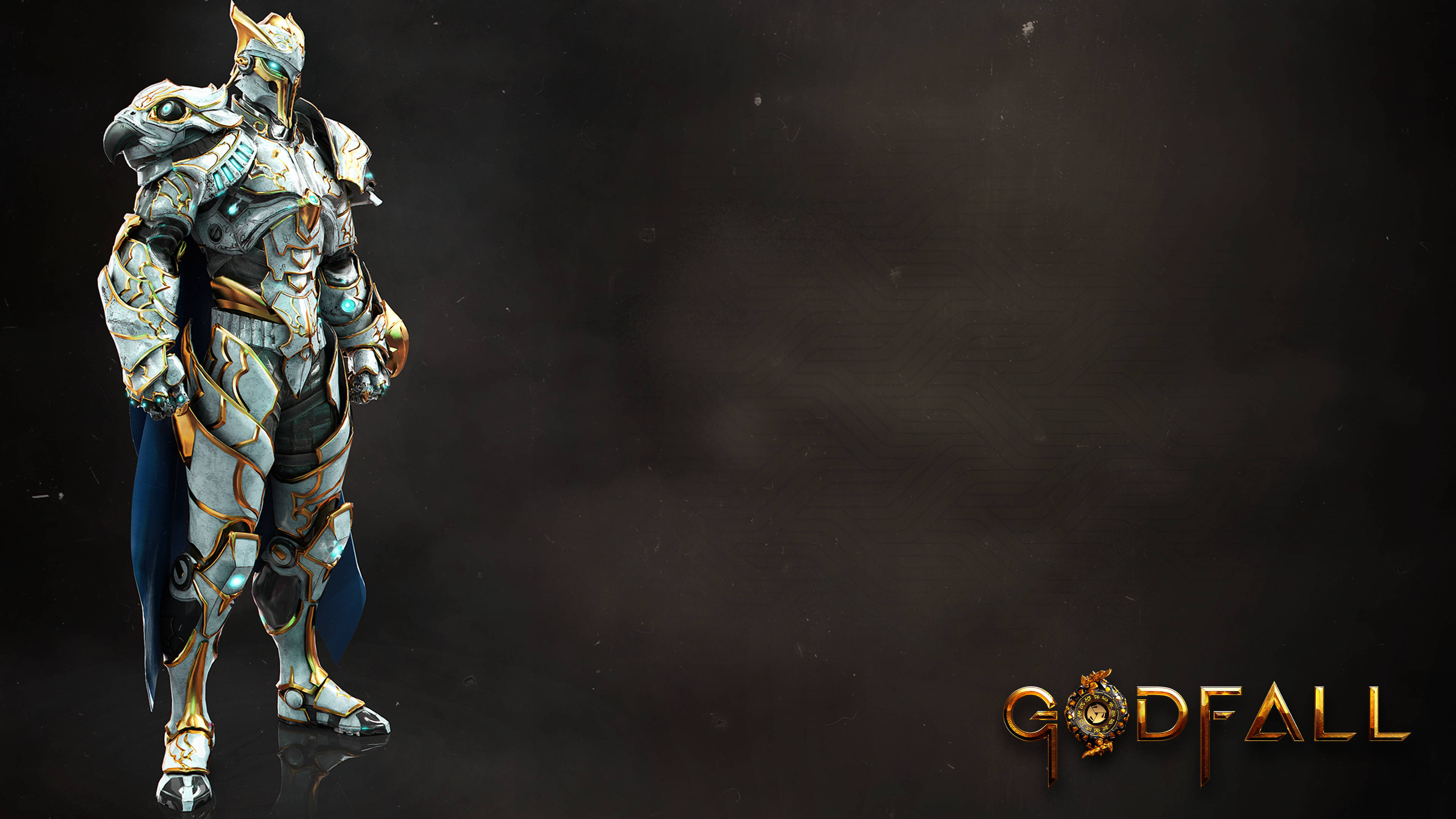 Godfall, white armored hero, silver and gold plate armor, 4K Desktop Wallpaper