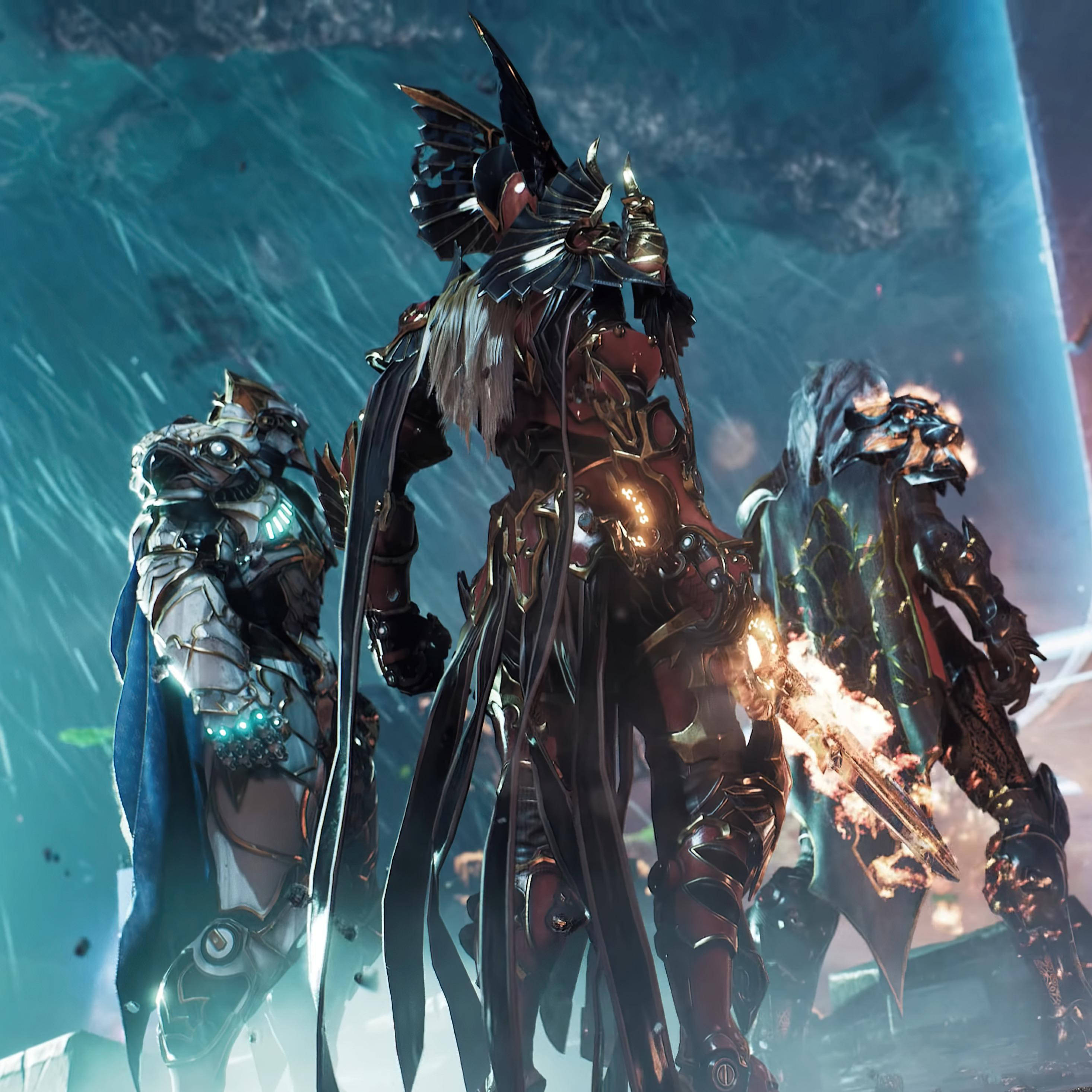 Godfall, heroes, rain, 2K Desktop Wallpaper