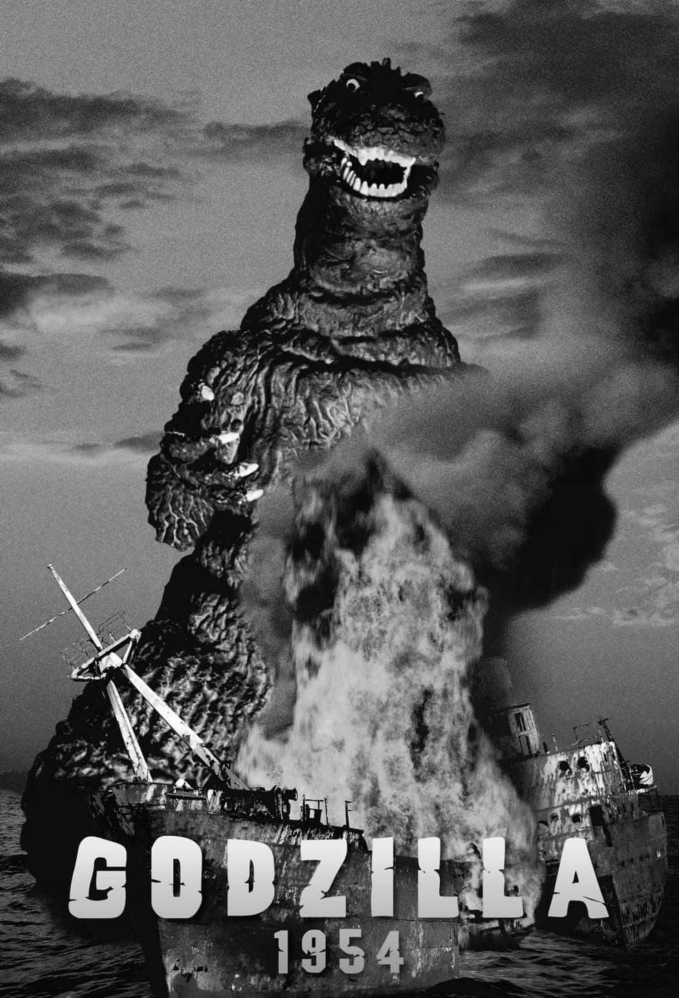Godzilla 1954, monochrome, ocean flames, HD Phone Wallpaper