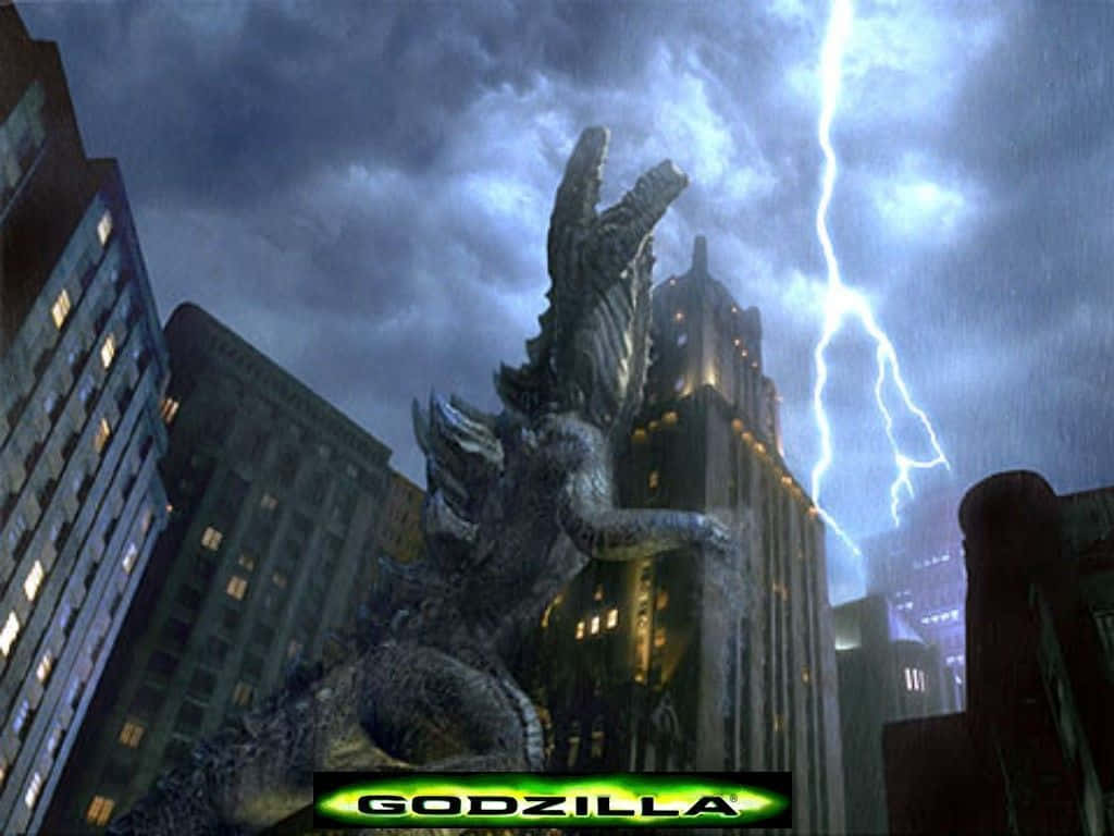 Godzilla 1998, rain soaked city, lightning strikes, SD Desktop Wallpaper