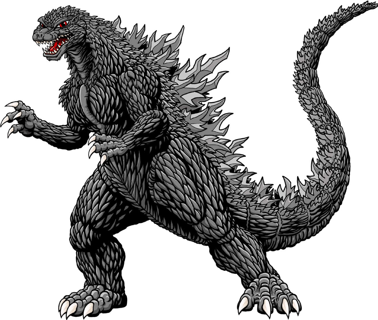 Godzilla 2000, black and gray, red eyes, HD Desktop Wallpaper