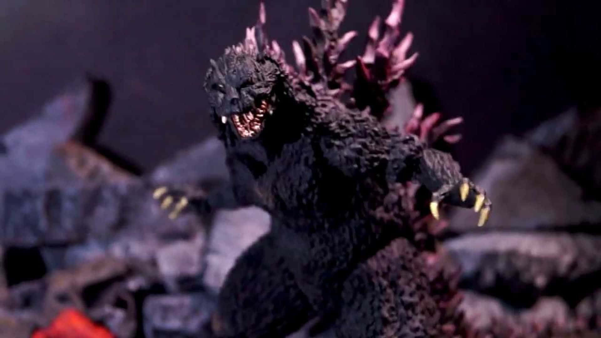 Godzilla 2000, glowing yellow claws, spiky back, Full HD Desktop Wallpaper