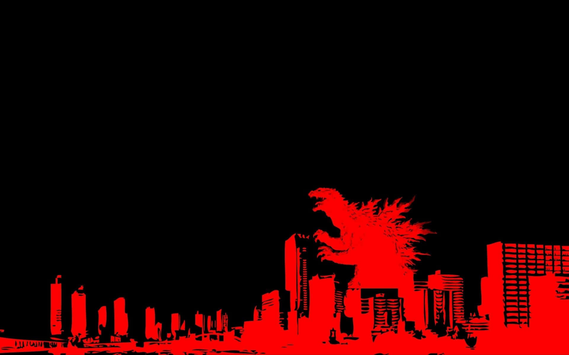 Godzilla 2000, red Godzilla, city skyline, Full HD Desktop Wallpaper