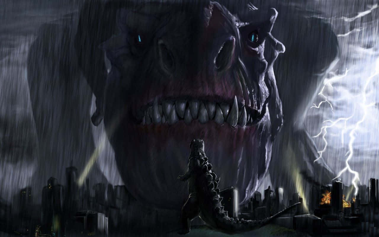 Godzilla 2014, kaiju, rain-swept city, HD Desktop Wallpaper