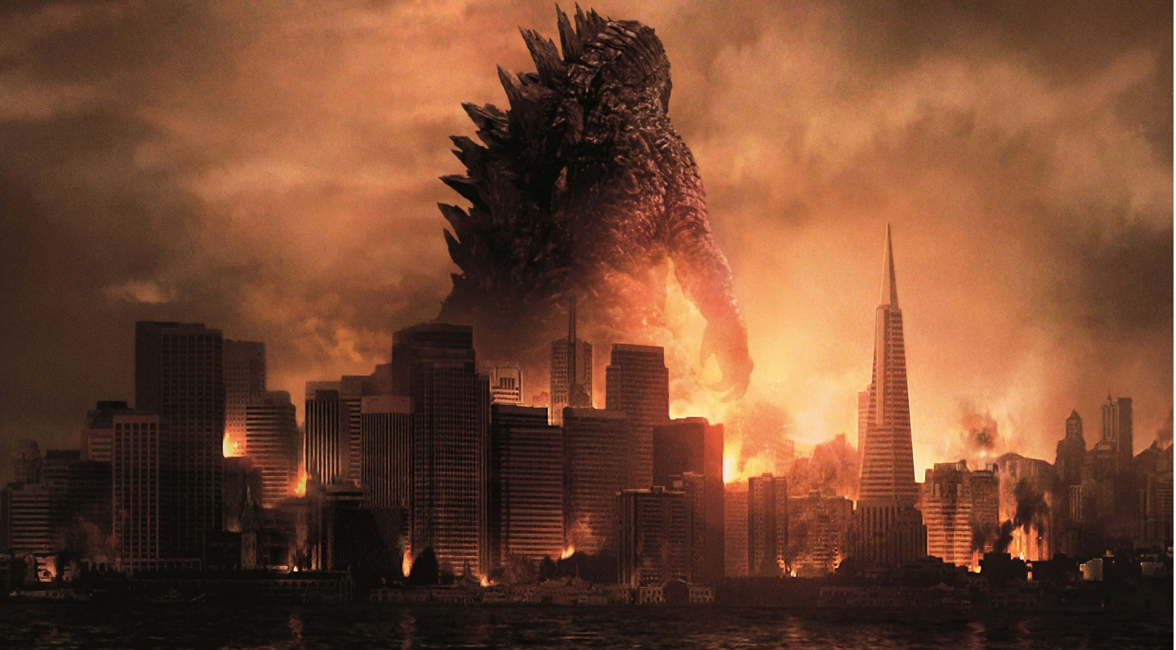 Godzilla 2014, cityscape, skyscrapers, 4K Desktop Wallpaper