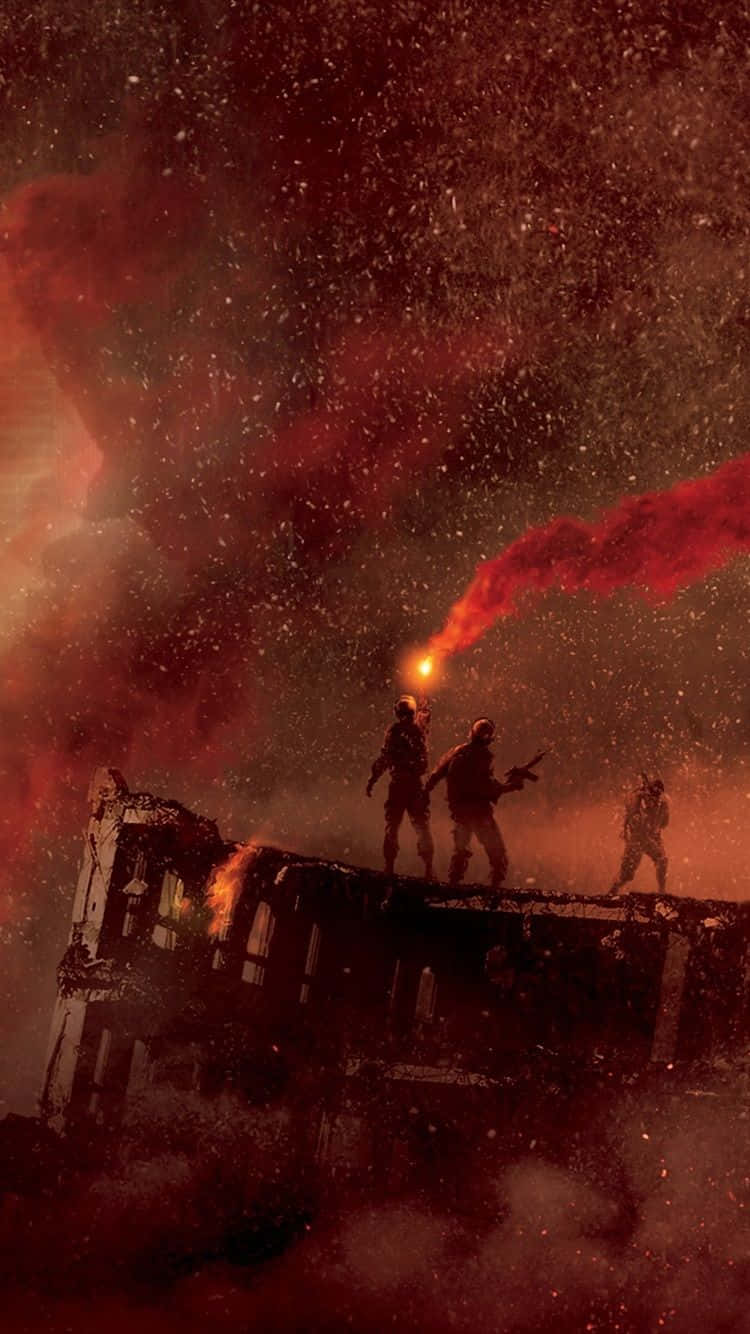 Godzilla 2014, blood red sky, falling embers, HD Phone Wallpaper