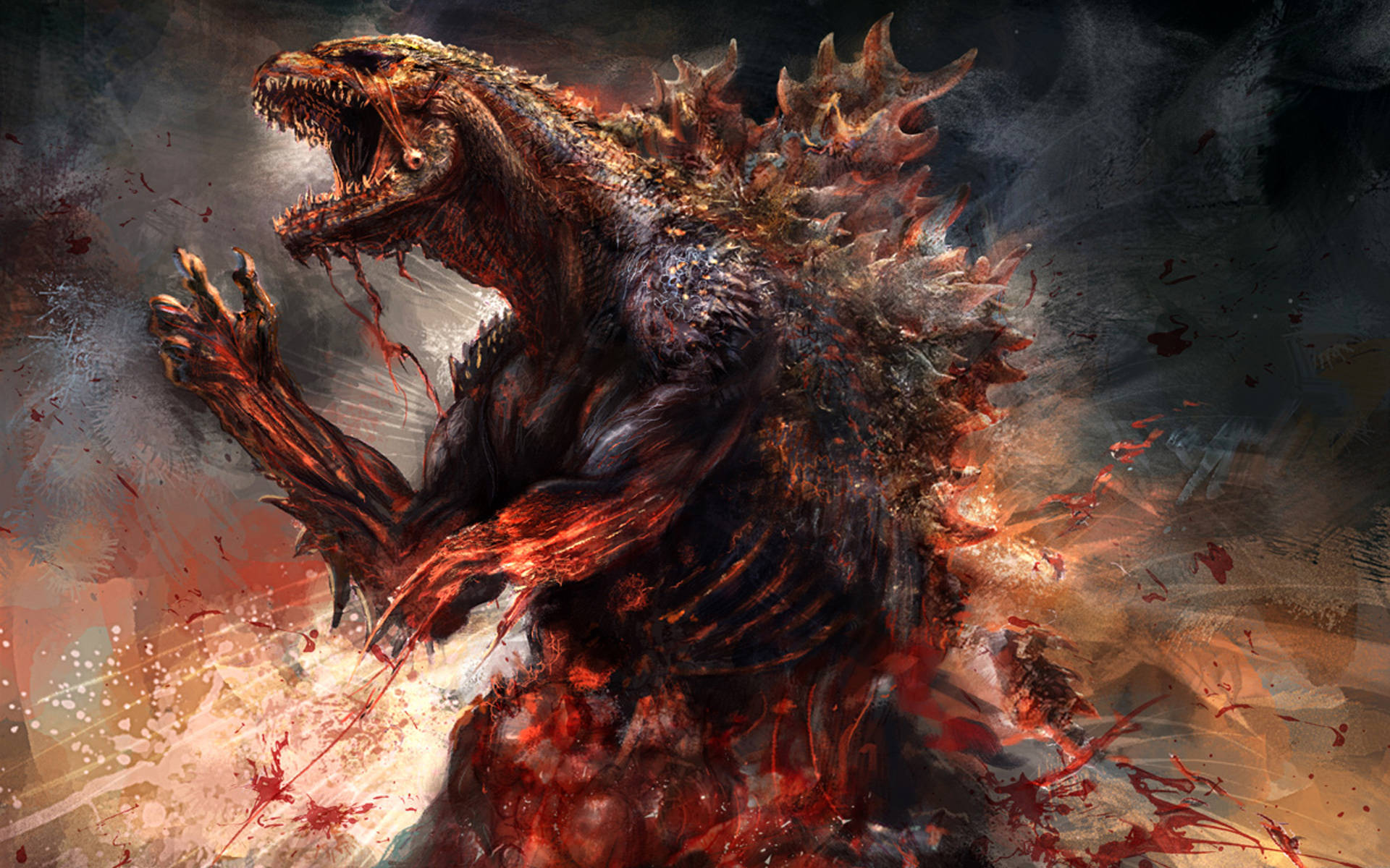 Godzilla, 4K, bloody, Full HD Desktop Wallpaper
