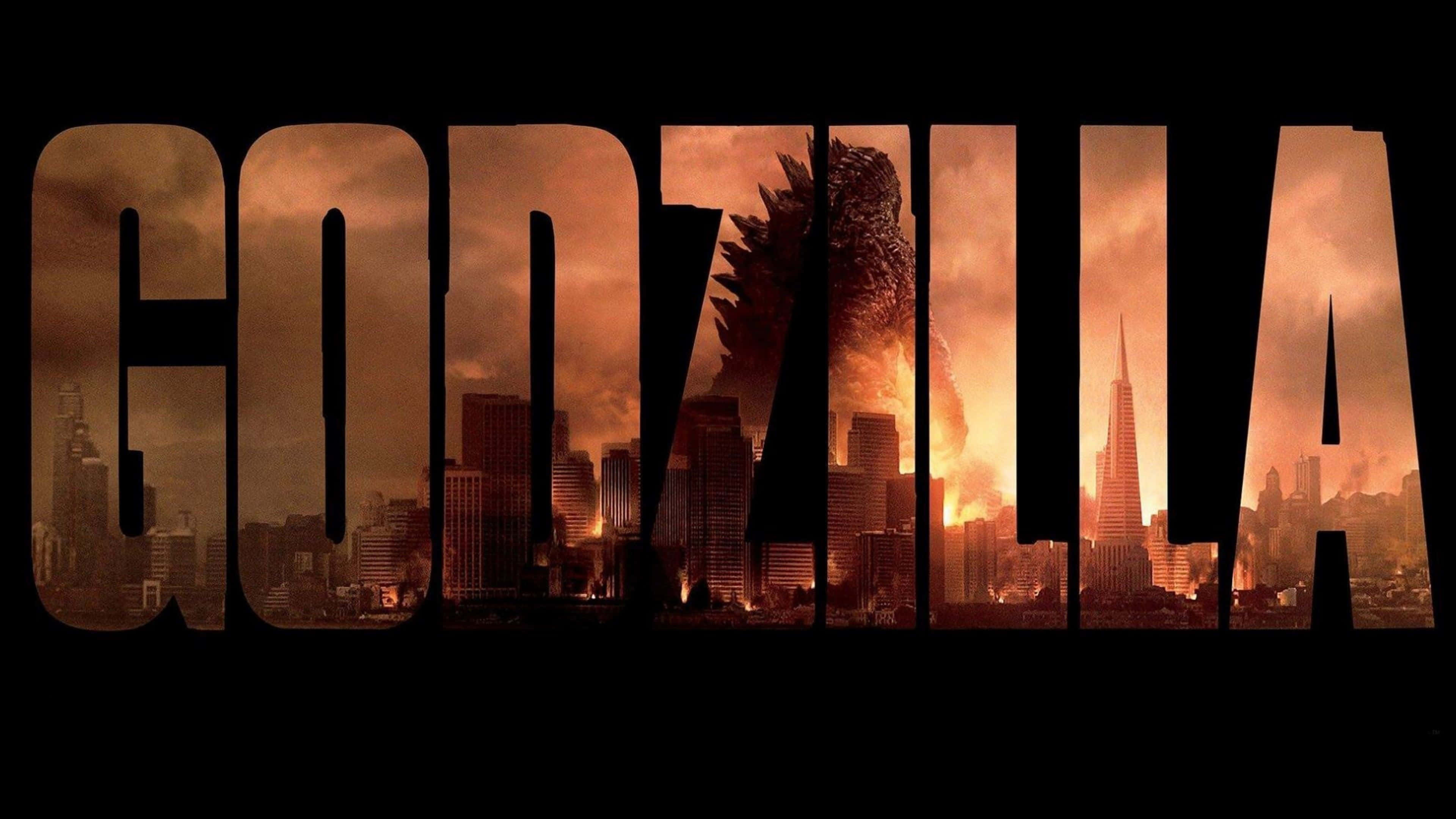 Godzilla, movie poster, flames, 4K Desktop Wallpaper