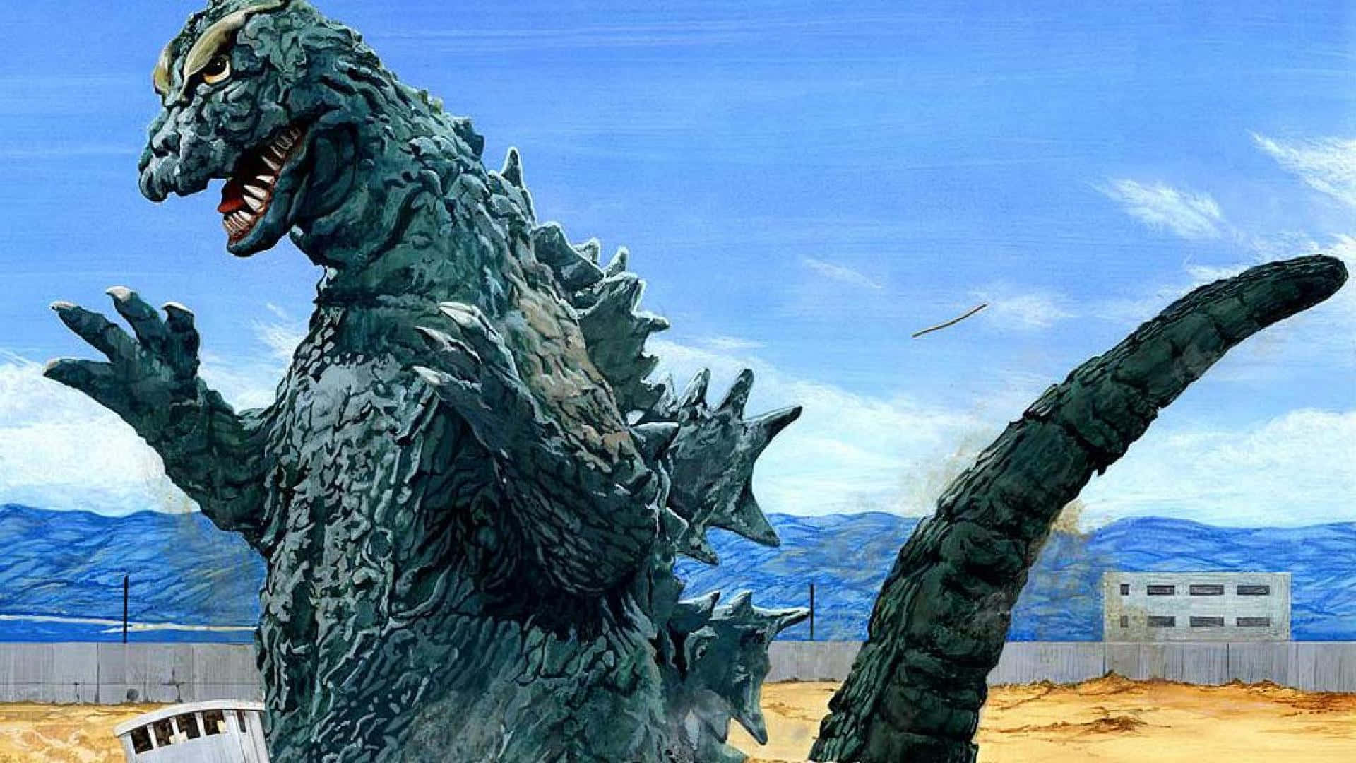 Godzilla, textured green skin, spiked back, Full HD Desktop Wallpaper