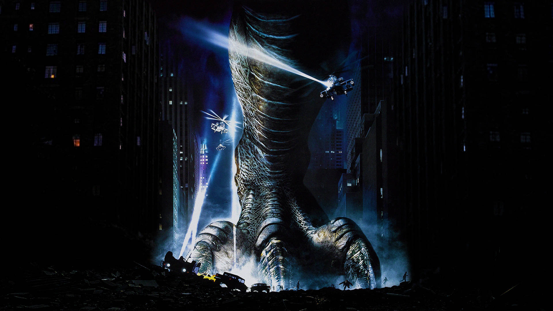 Godzilla 4K, colossal dinosaur, ruined city, Full HD Desktop Wallpaper