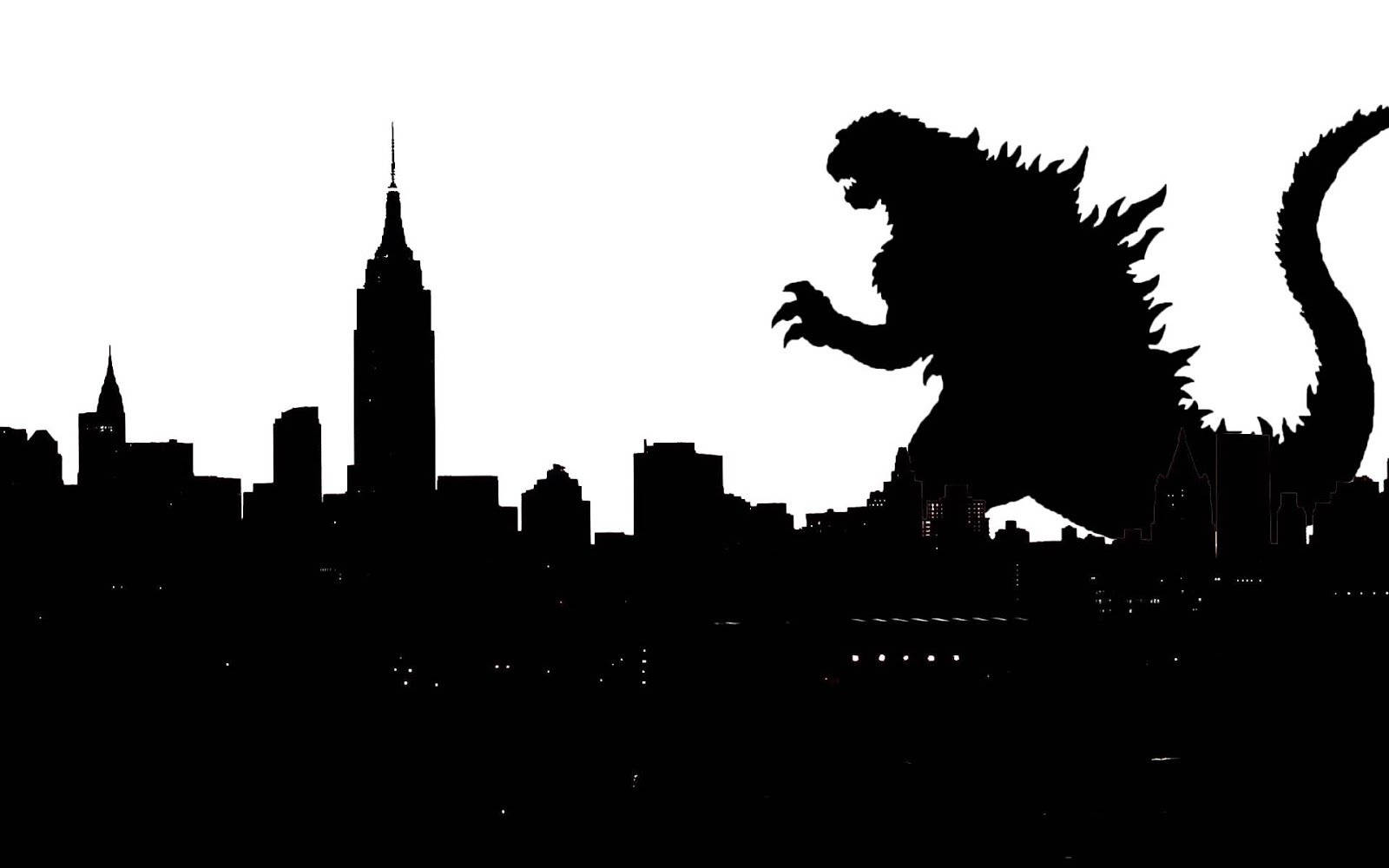 Godzilla, silhouette, city skyline, HD Desktop Wallpaper
