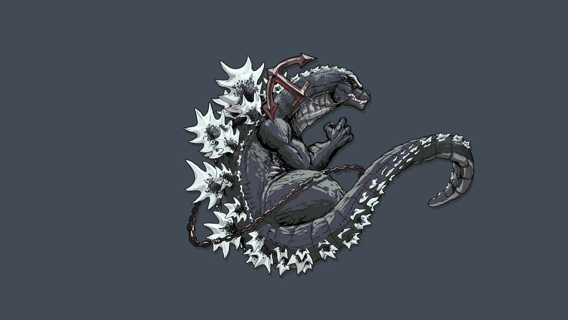 Godzilla, dark gray, spiked back, Full HD Desktop Wallpaper