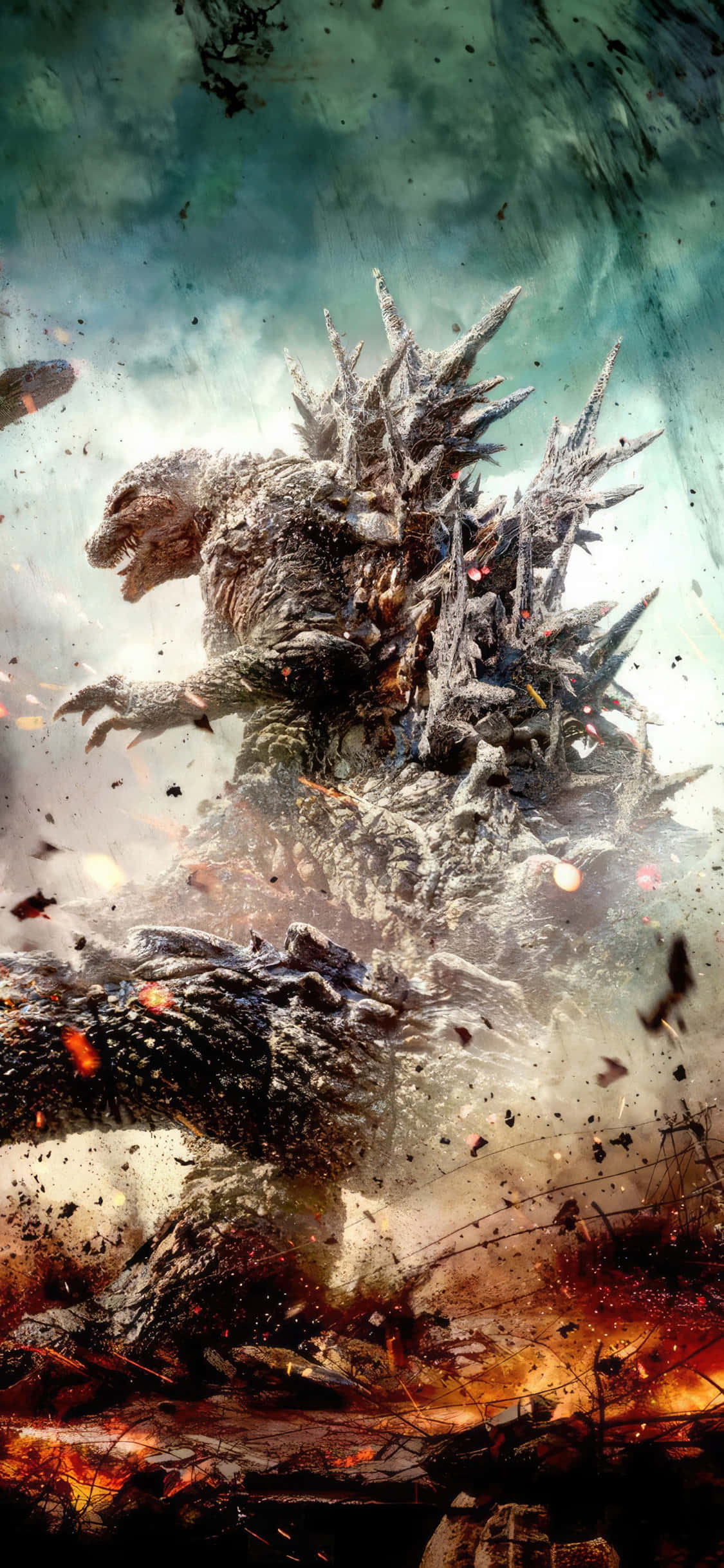 Godzilla, spiked back, glowing eyes, Full HD Phone Wallpaper