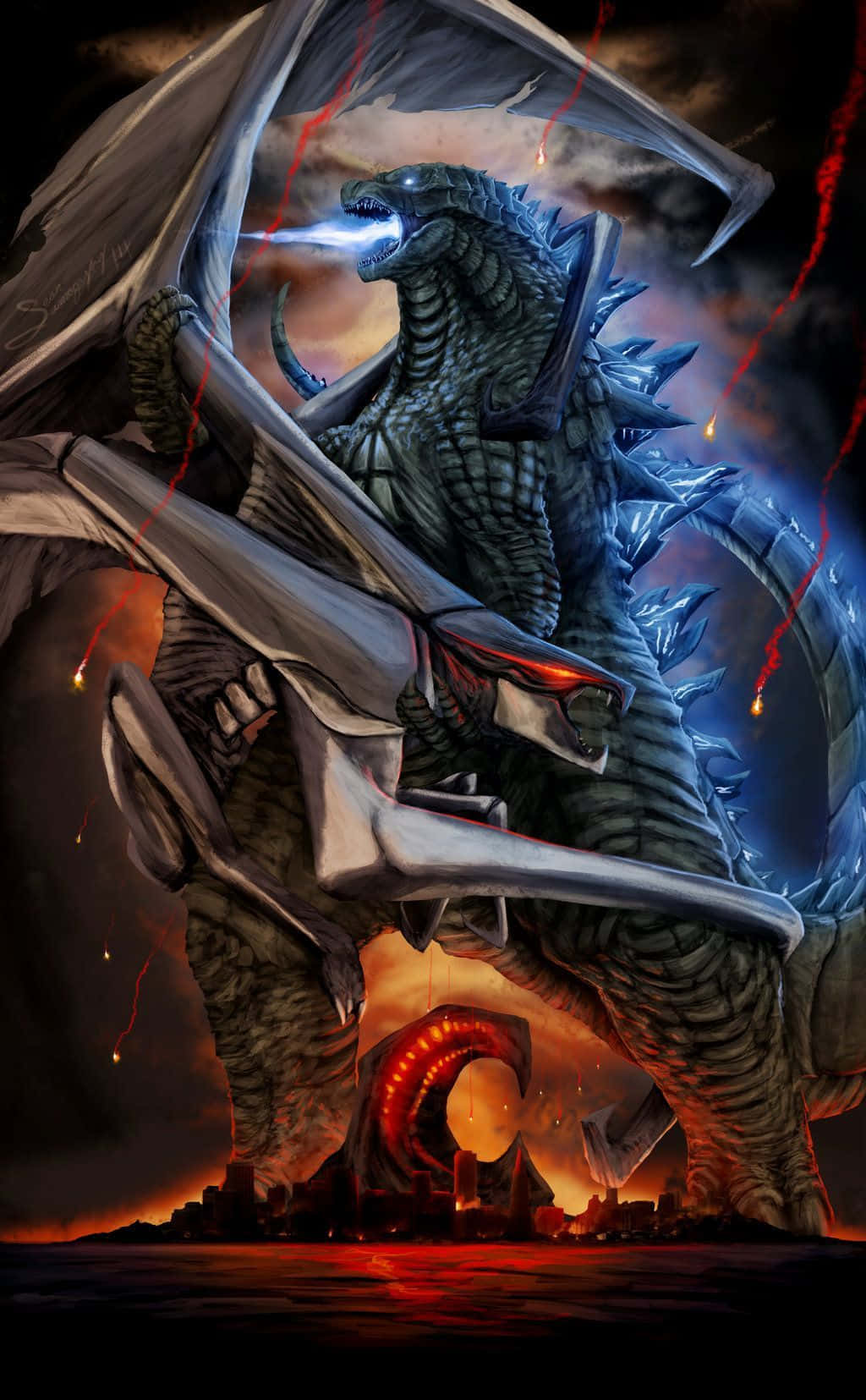 Godzilla, atomic breath, giant mechanical kaiju, HD Phone Wallpaper