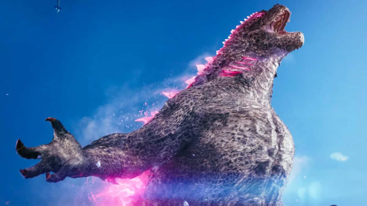 Godzilla, roaring, clear blue sky, SD Desktop Wallpaper