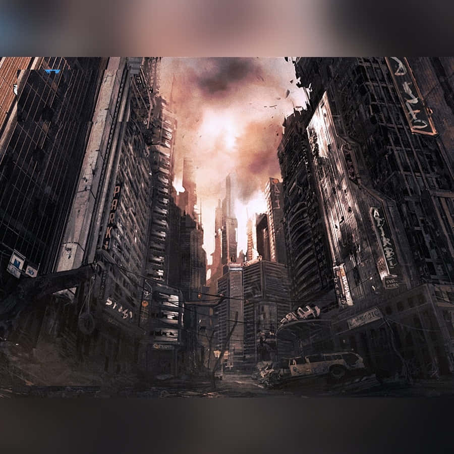 Godzilla, cityscape, skyscrapers, SD Desktop Wallpaper