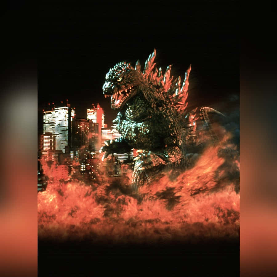 Godzilla, city destruction, fiery destruction, SD Desktop Wallpaper