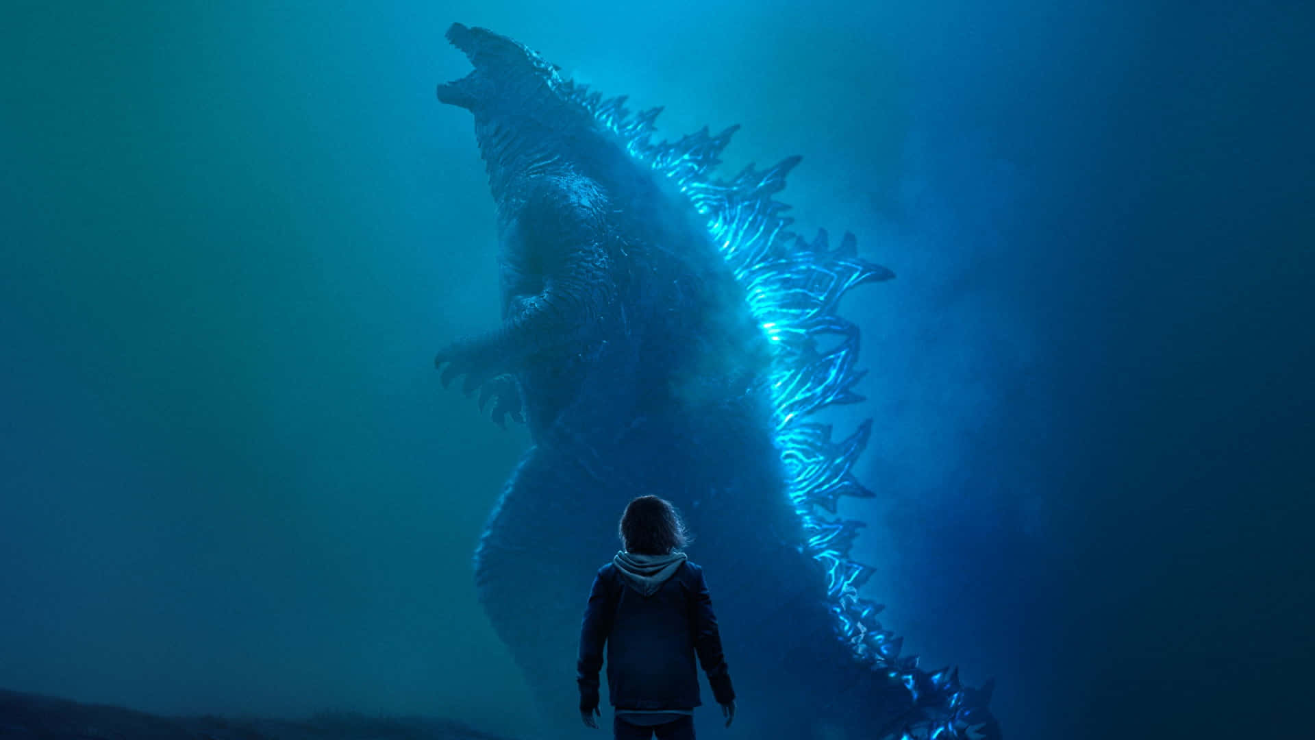Godzilla, city destruction, glowing Godzilla, Full HD Desktop Wallpaper