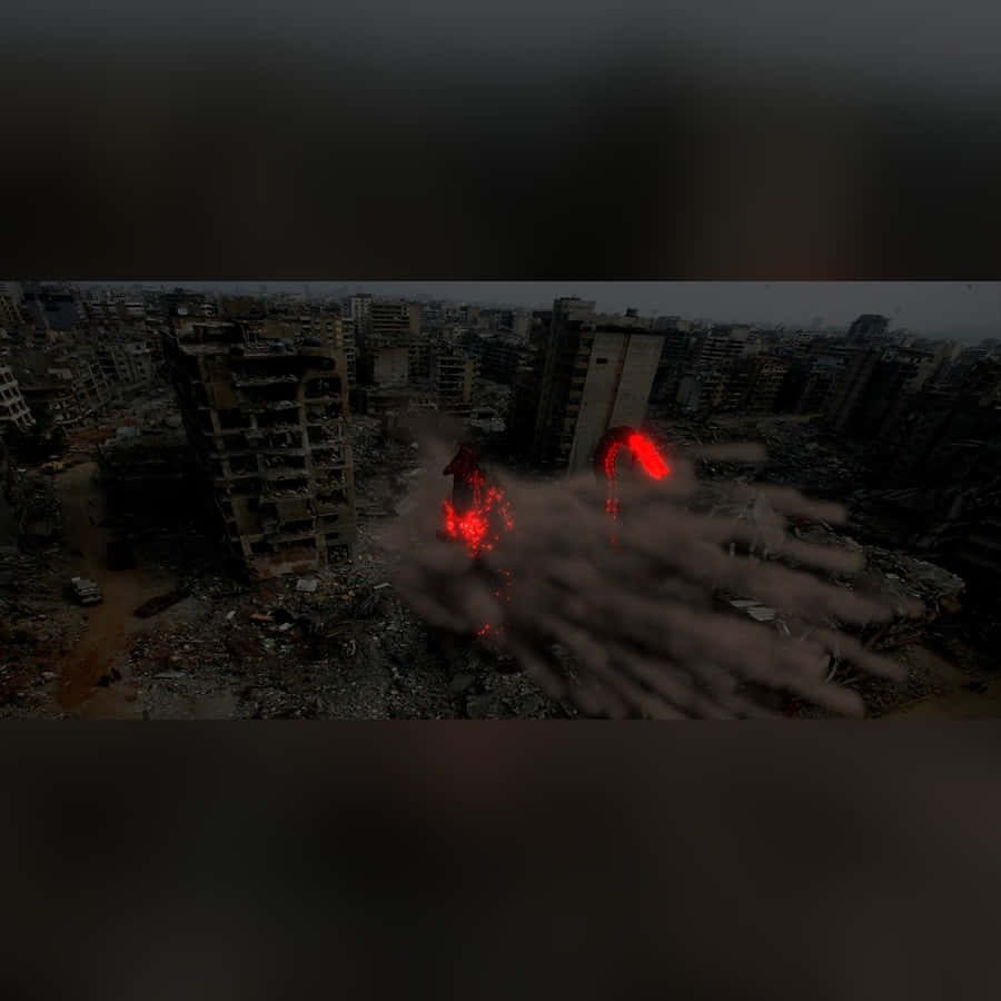 Godzilla, bustling city, ruined cityscape, SD Desktop Wallpaper