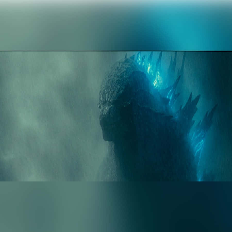 Godzilla, colossal, glowing blue dorsal fins, SD Desktop Wallpaper