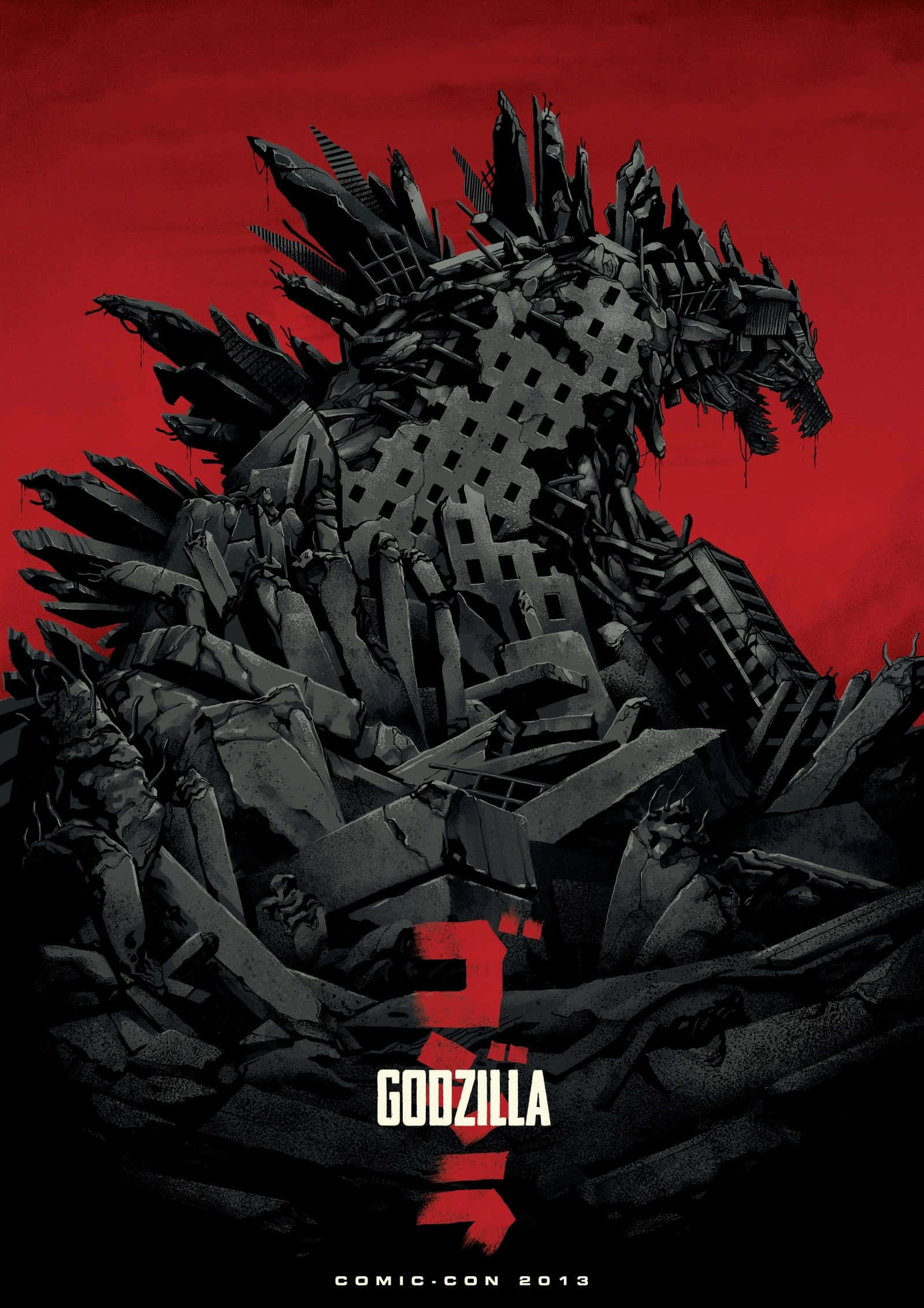 Godzilla 1998, blood-red sky, dramatic comic book style, Full HD Phone Wallpaper