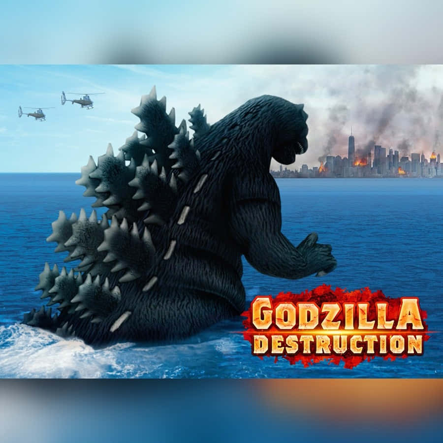 Godzilla, ocean waters, helicopters, SD Desktop Wallpaper
