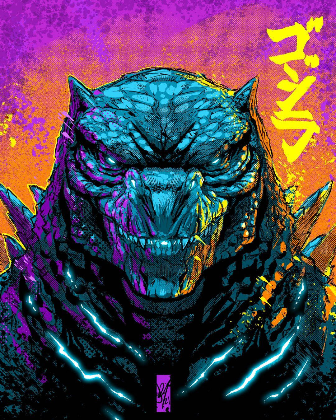 Godzilla, blue Godzilla, glowing eyes, HD Phone Wallpaper