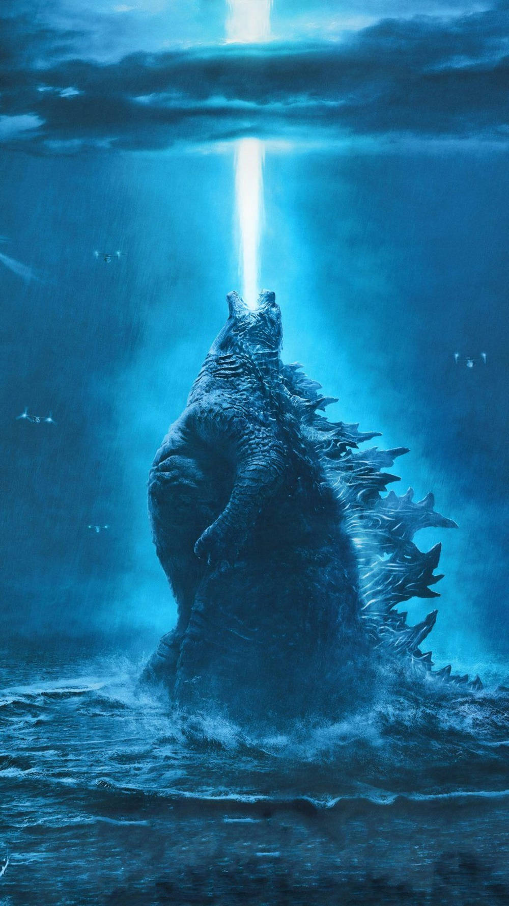 Godzilla, deep blue ocean waters, beam of light, HD Phone Wallpaper