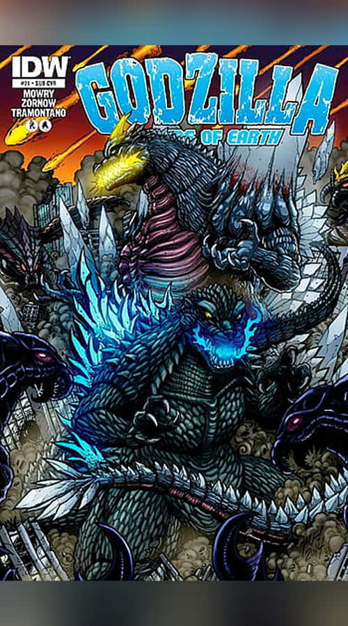 Godzilla, kaiju, shattered skyscrapers, SD Phone Wallpaper