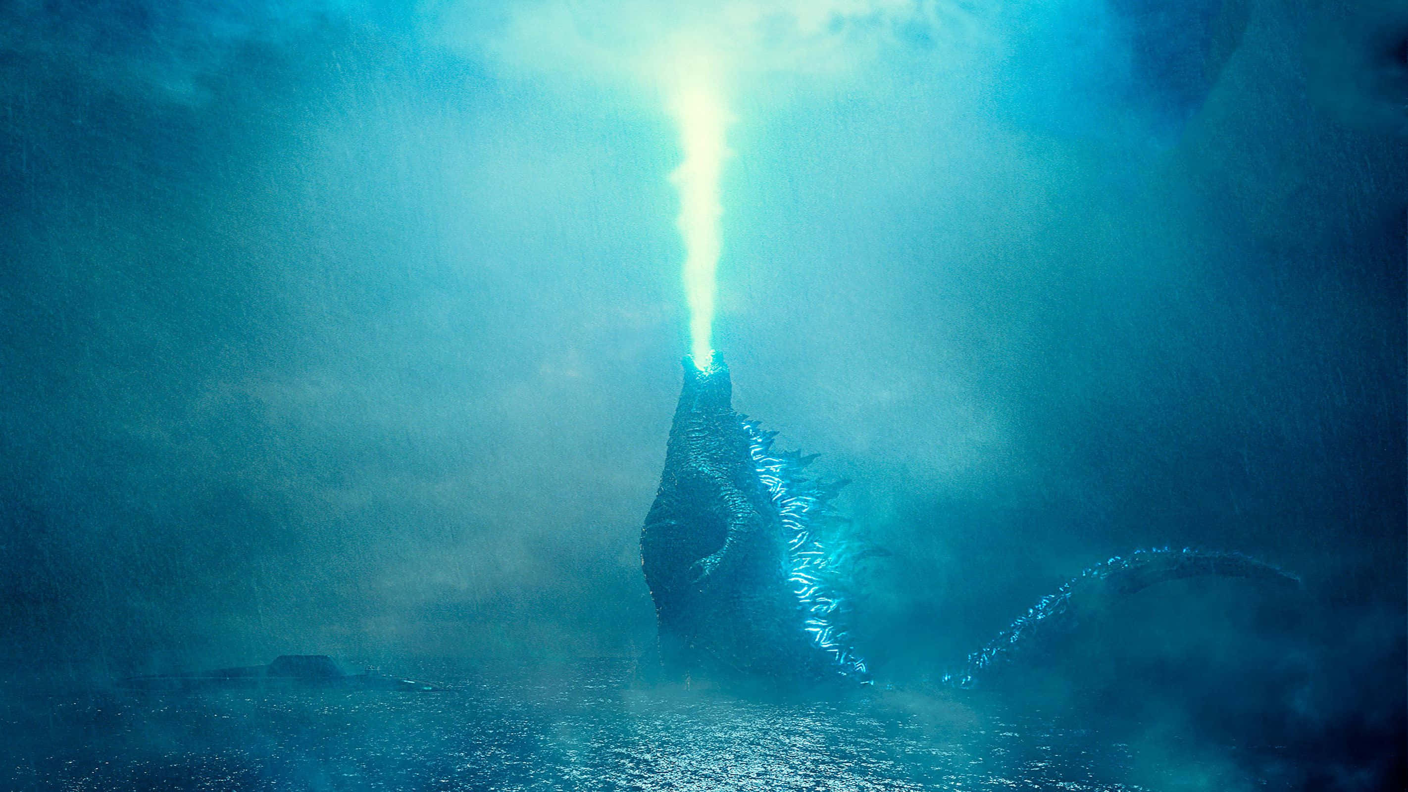 Godzilla, atomic breath, blue, 2K Desktop Wallpaper