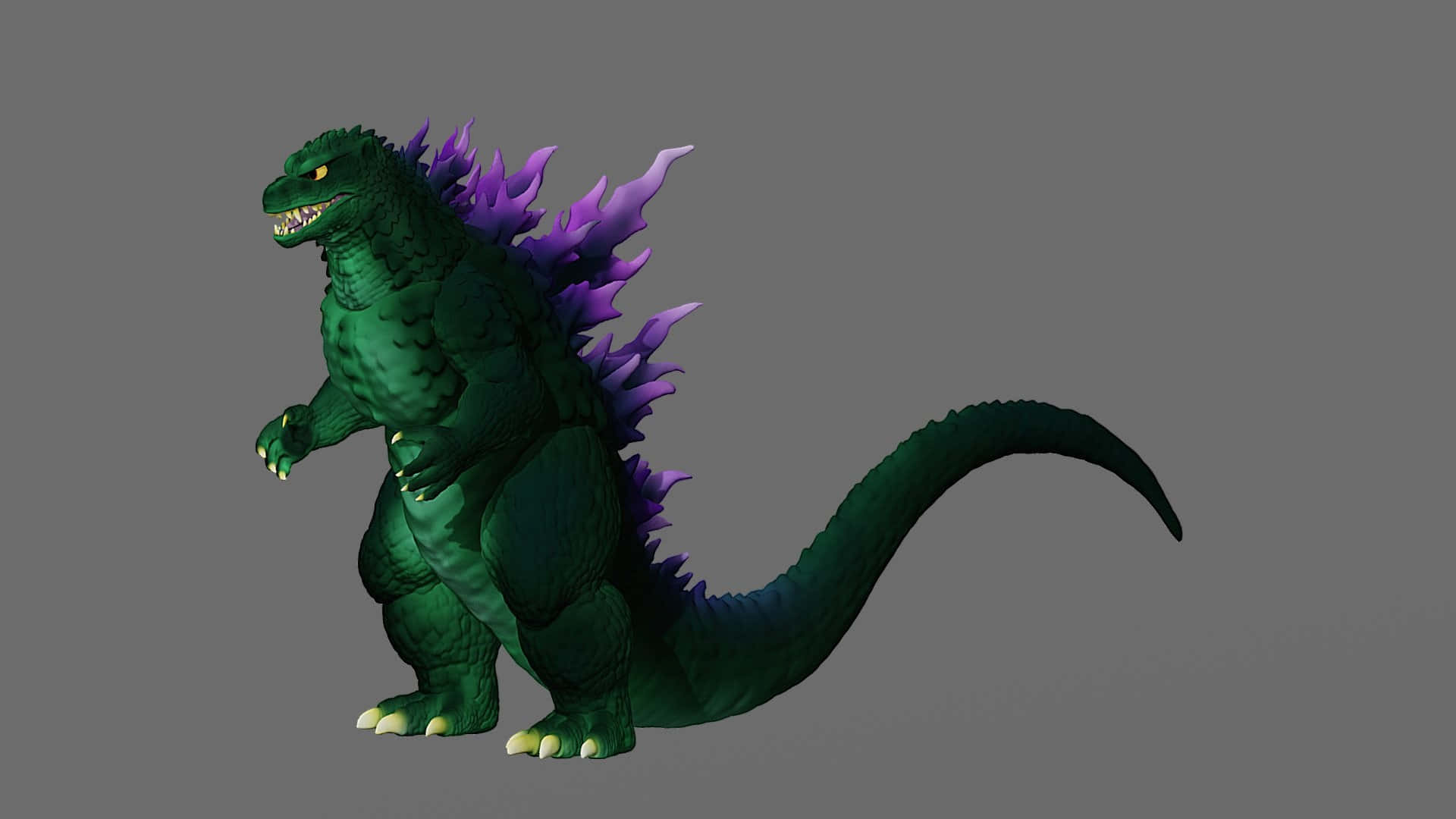 Godzilla 2000, green Godzilla, glowing yellow eyes, Full HD Desktop Wallpaper