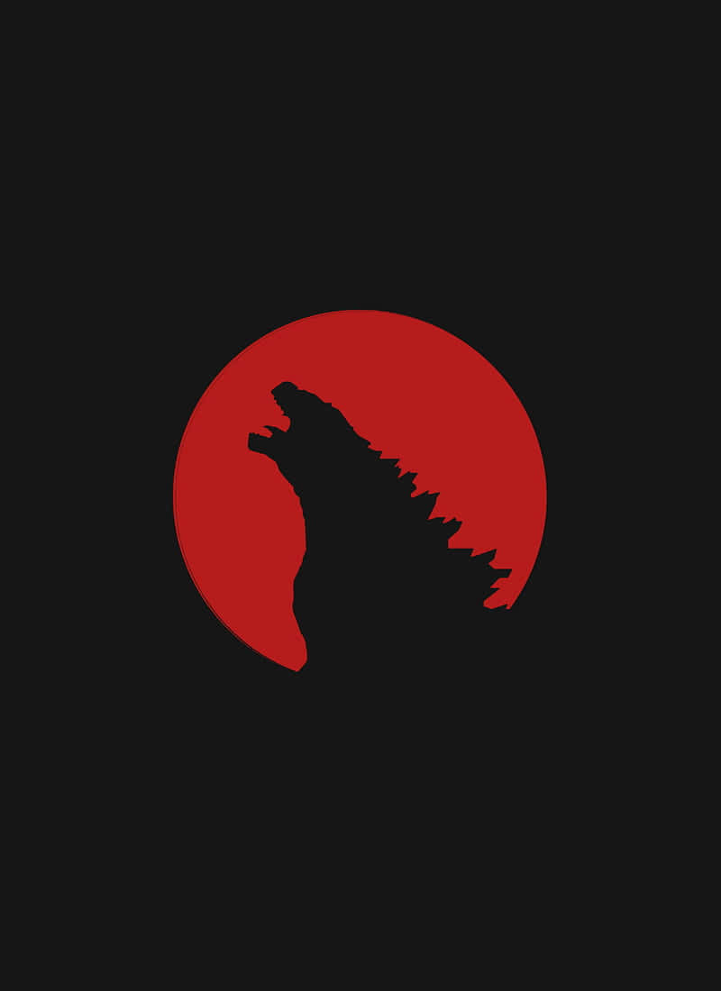 Godzilla, silhouette, red moon, SD Phone Wallpaper