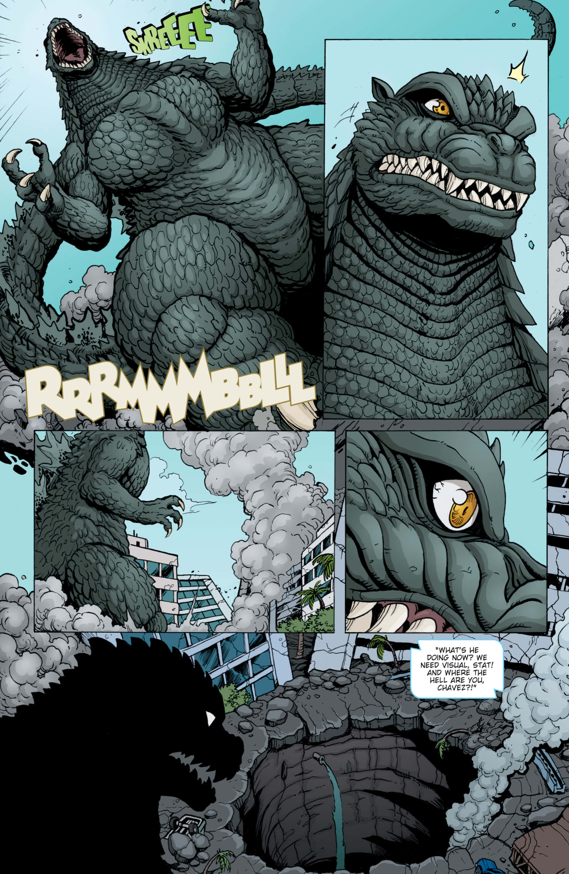 Godzilla Earth, 1988, comic panel, 2K Phone Wallpaper