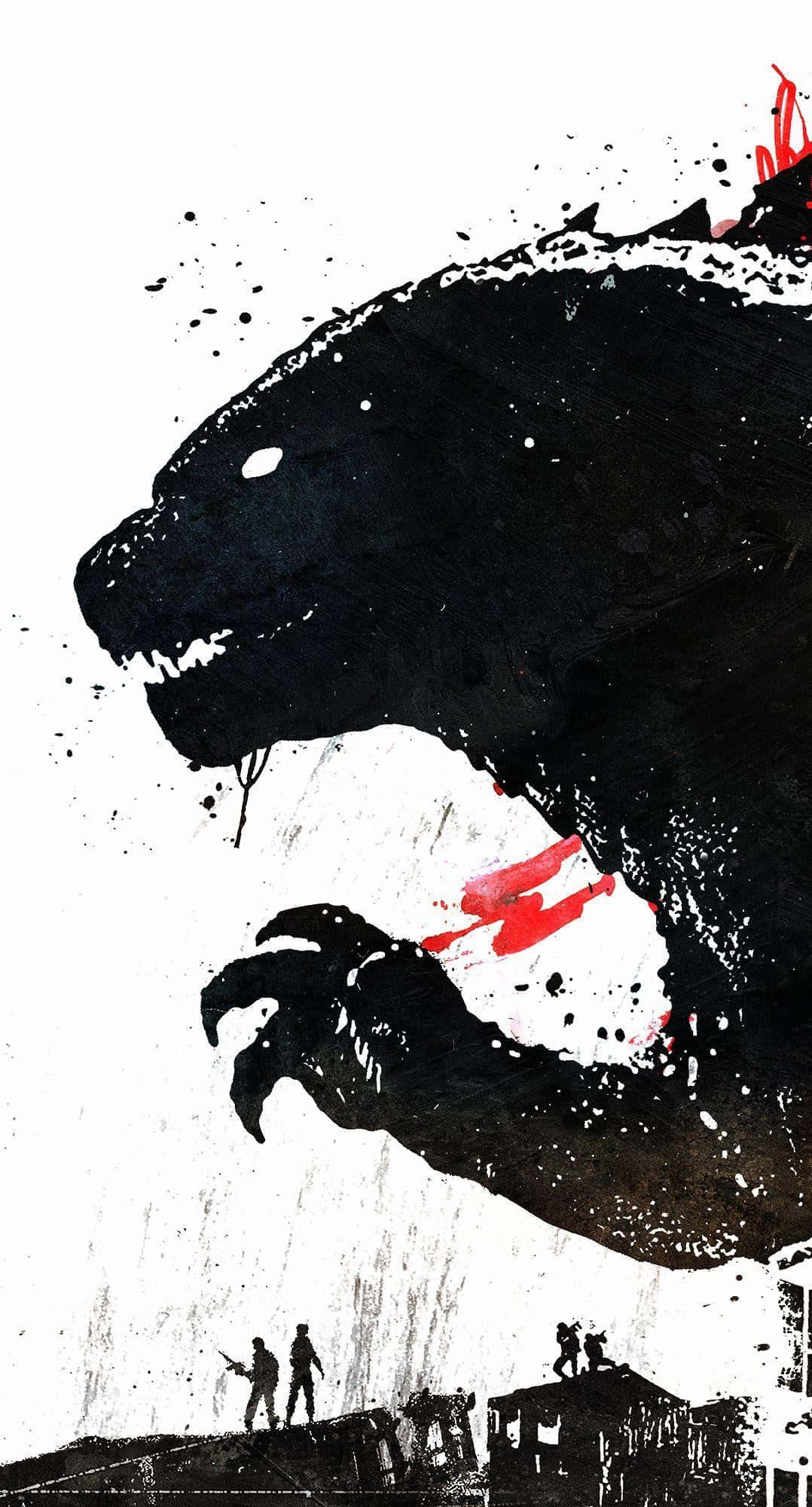 Godzilla Earth, black Godzilla, red accents, Full HD Phone Wallpaper