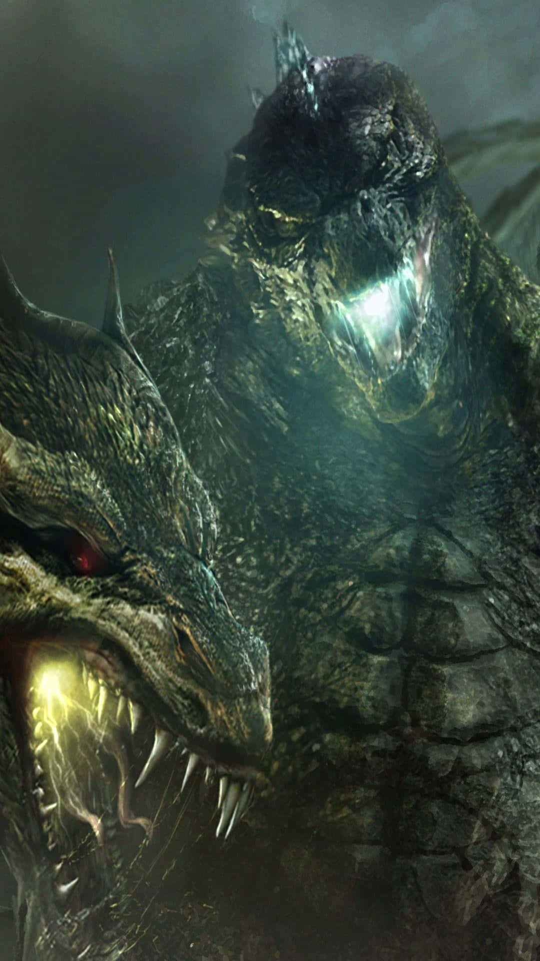 Godzilla Earth, glowing eyes, sharp teeth, Full HD Phone Wallpaper