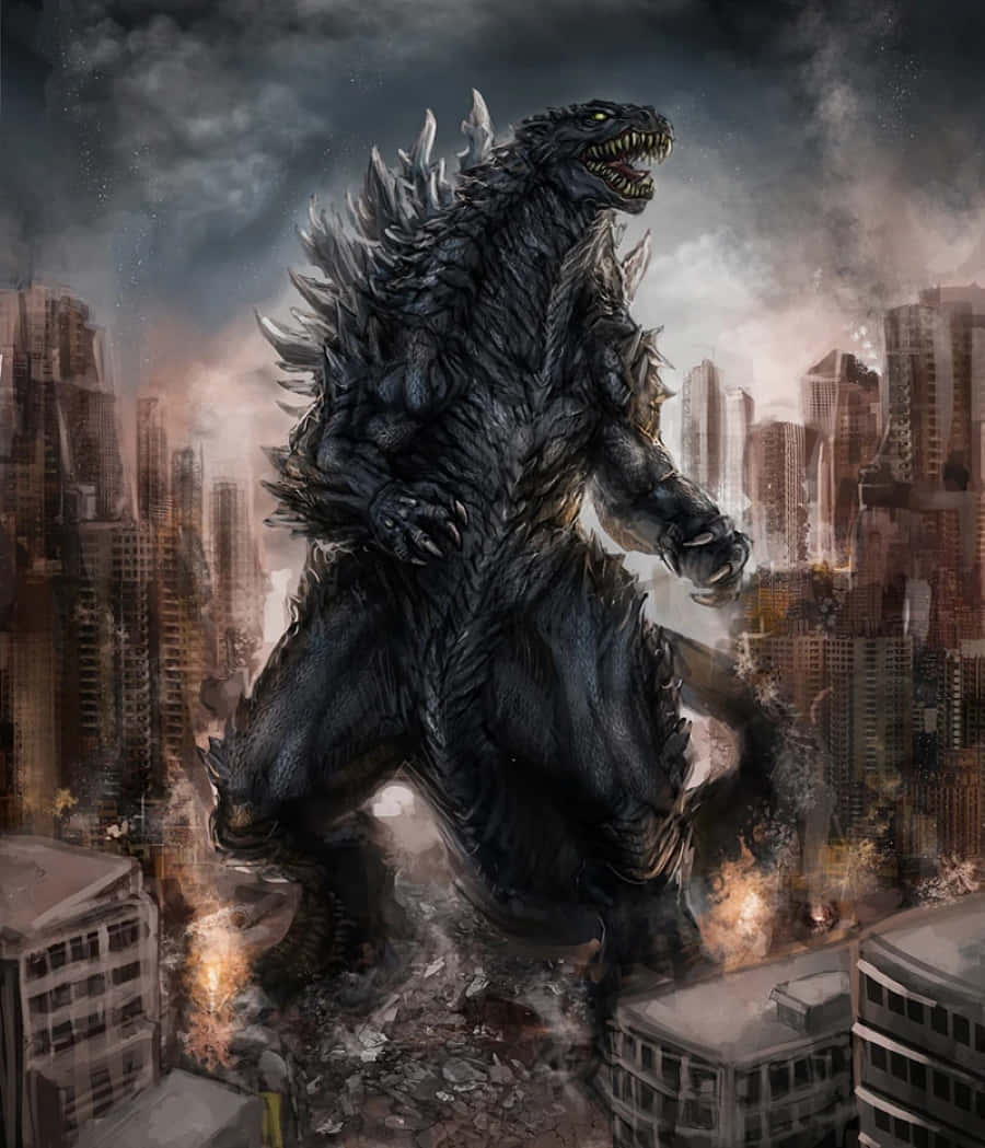 Godzilla Earth, dark Godzilla, ruined cityscape, SD Phone Wallpaper