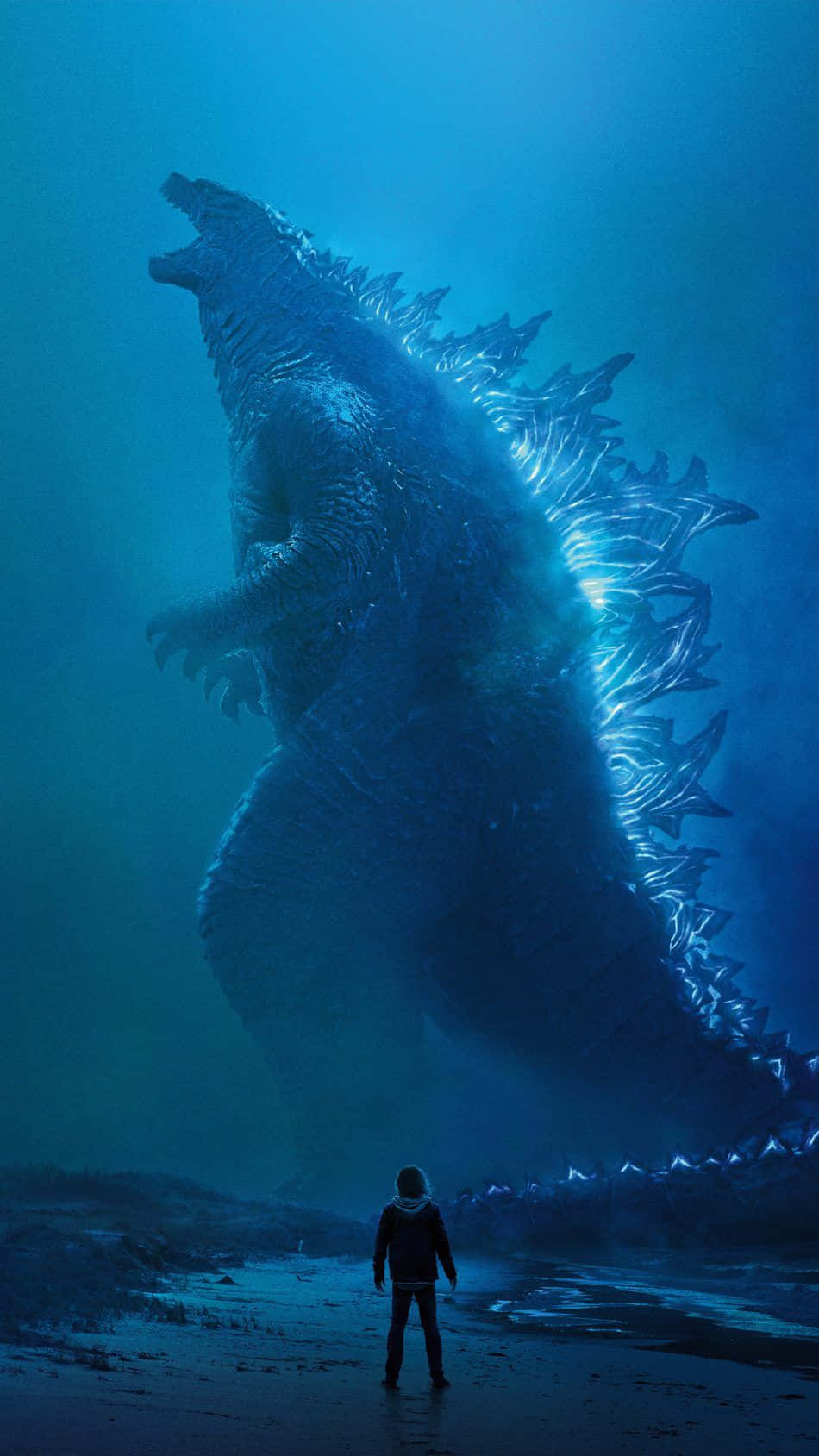 Godzilla, blue hues, glowing Godzilla, HD Phone Wallpaper