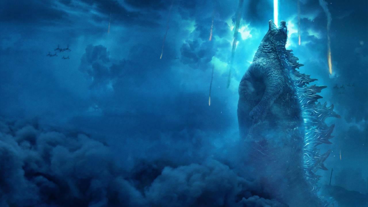 Godzilla King Of The Monsters, atomic breath, stormy clouds, HD Desktop Wallpaper