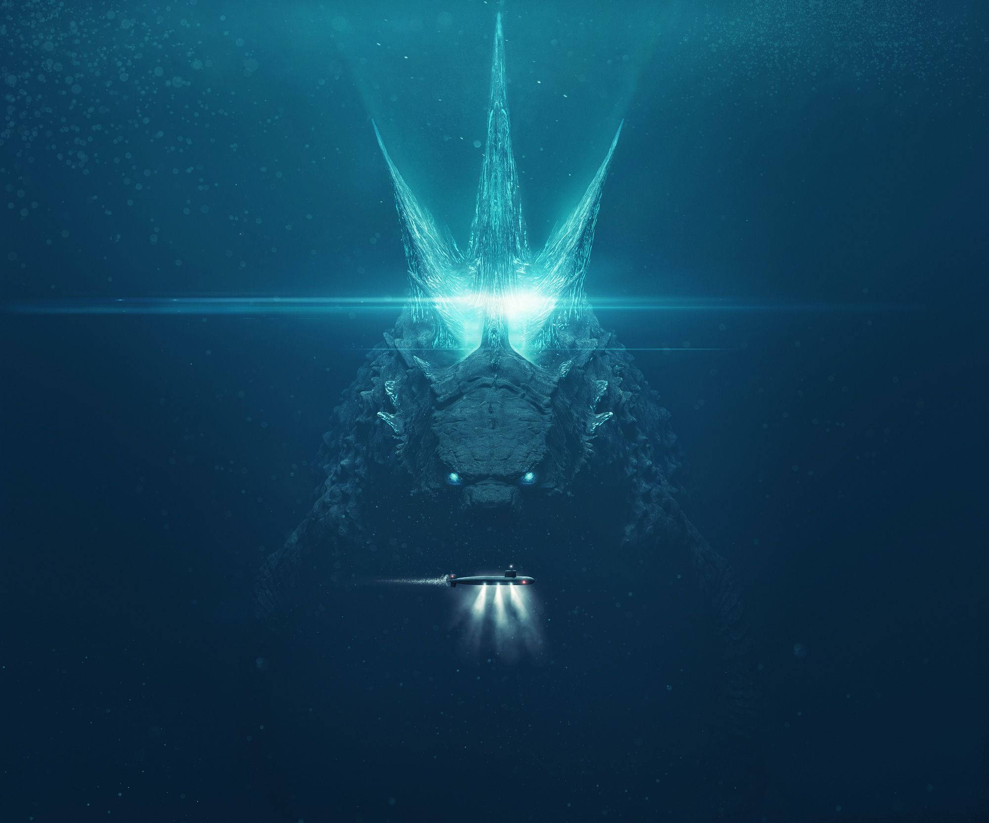 Godzilla King Of The Monsters, crystalline horns, deep blue ocean, Full HD Desktop Wallpaper