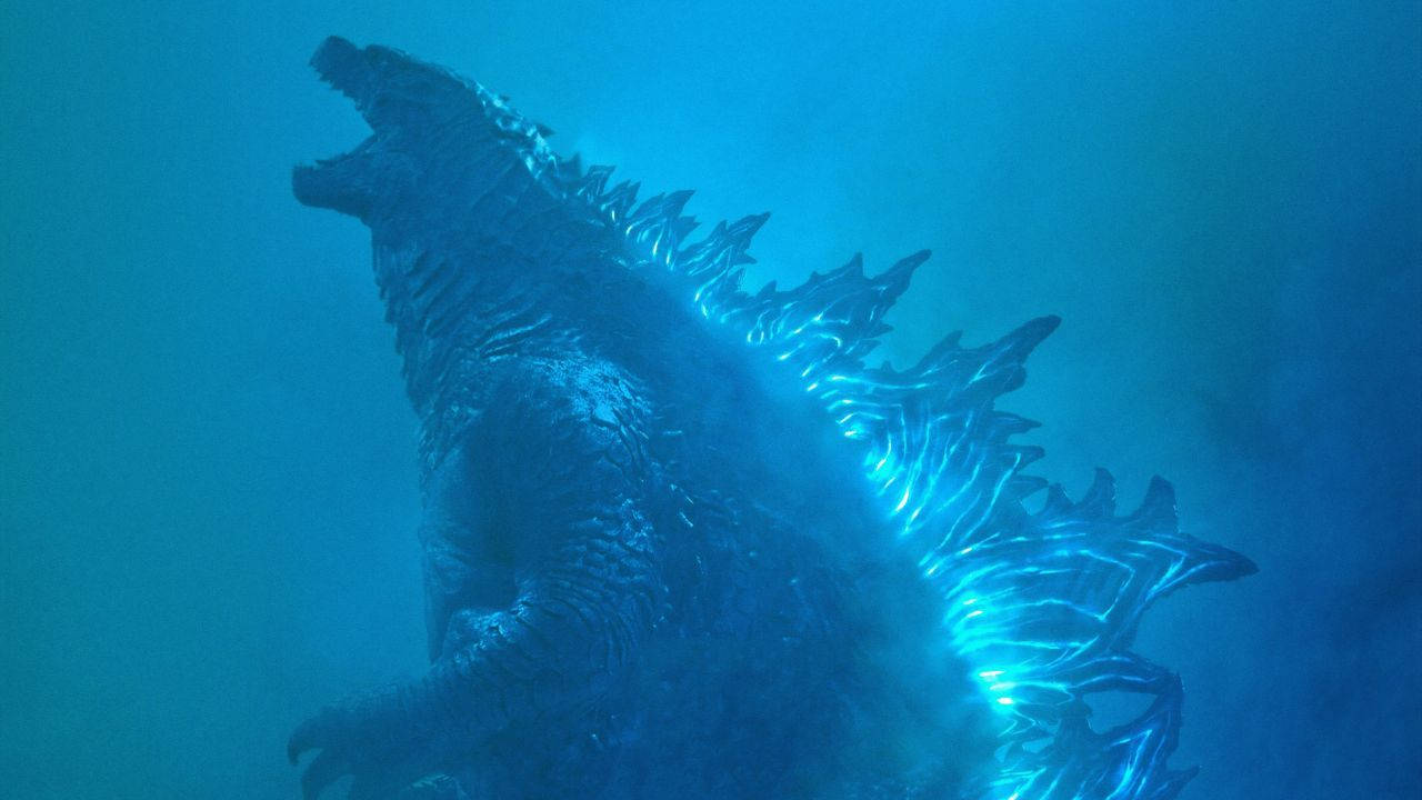 Godzilla King Of The Monsters, blue godzilla, glowing dorsal fins, HD Desktop Wallpaper