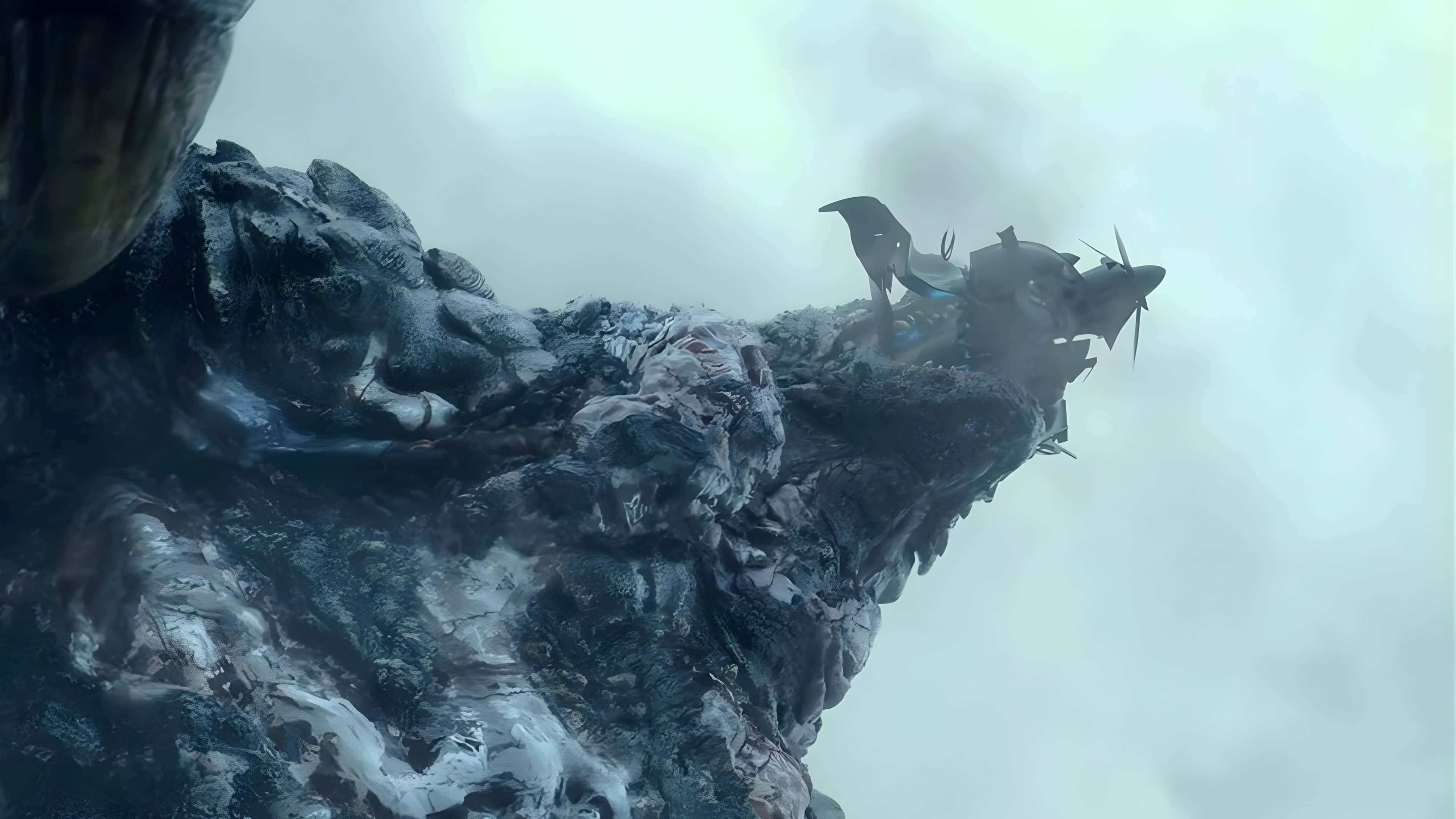 Godzilla Minus One 4K, crow, frost-covered cliff edge, 4K Desktop Wallpaper