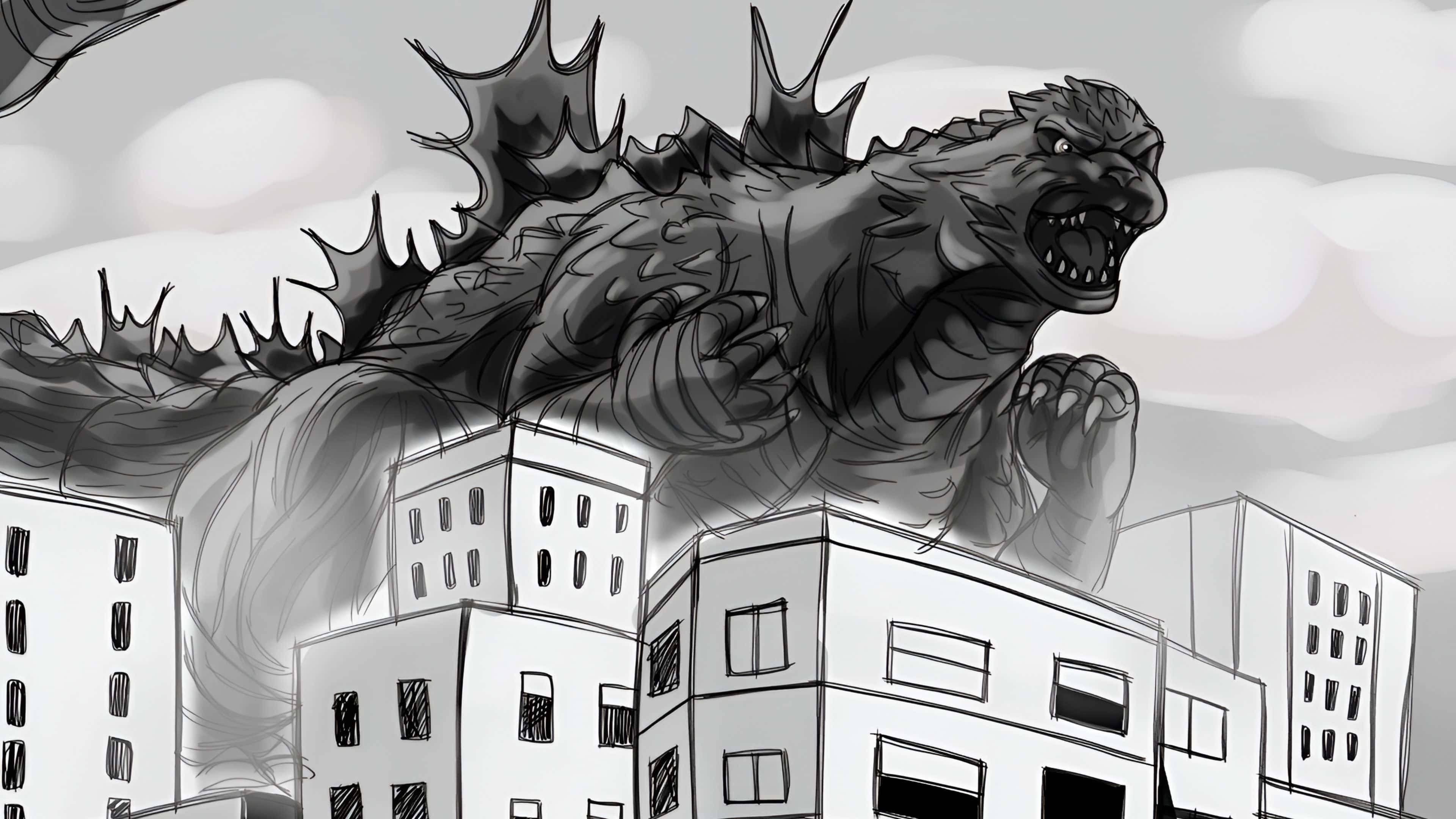 Godzilla Minus One 4k, Godzilla, spiked back, 4K Desktop Wallpaper
