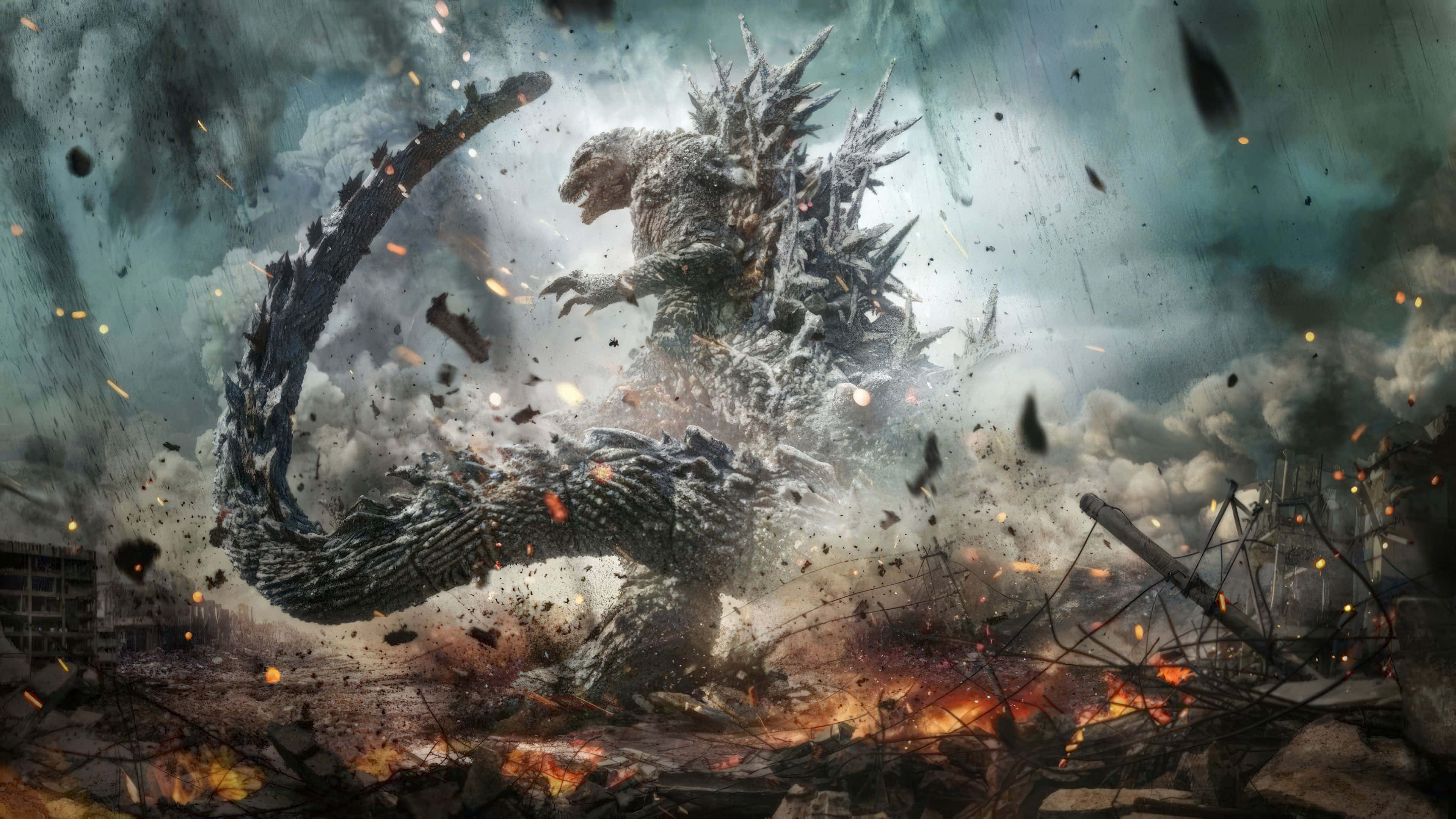 Godzilla Minus One 4K, Godzilla, spiky dorsal fins, 4K Desktop Wallpaper